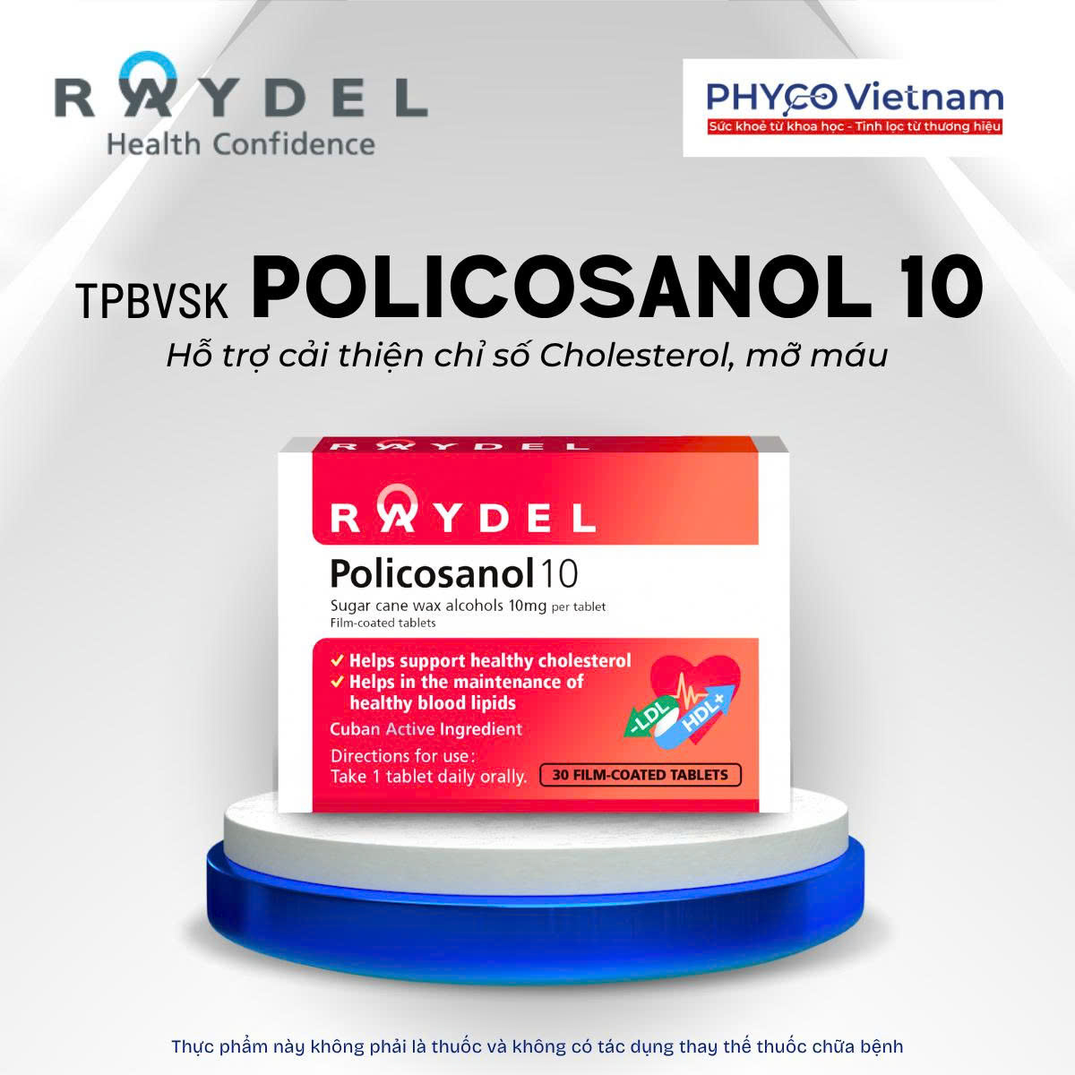 TPBVSK POLICOSANOL 10 hỗ trợ cải thiện chỉ số cholesterol, lipid máu - Phân phối chính hãng