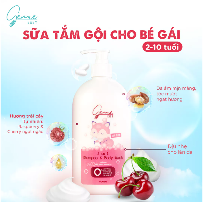 Tắm gội Gennie Baby 2in1  for Girl  400ml