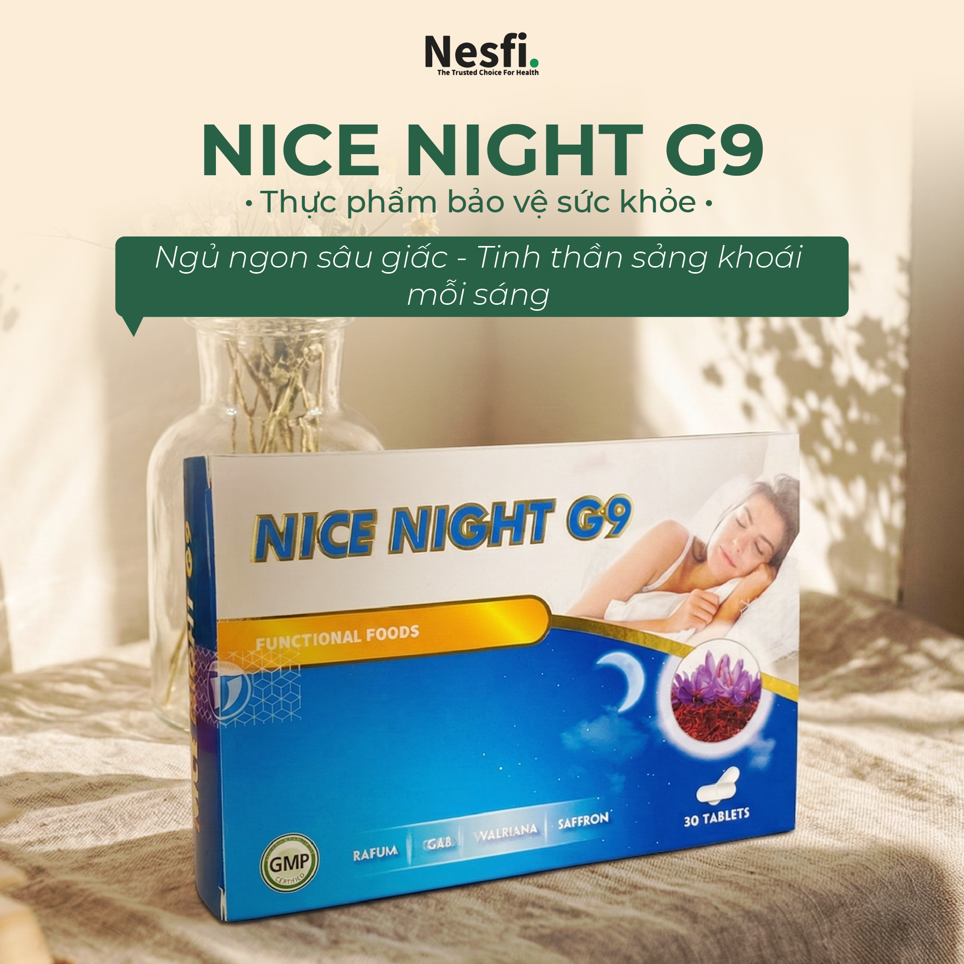 TPBVSK NICE NIGHT G9 H/30V Hỗ trợ An thần, giấc ngủ sâu, stress - Phân phối chính hãng