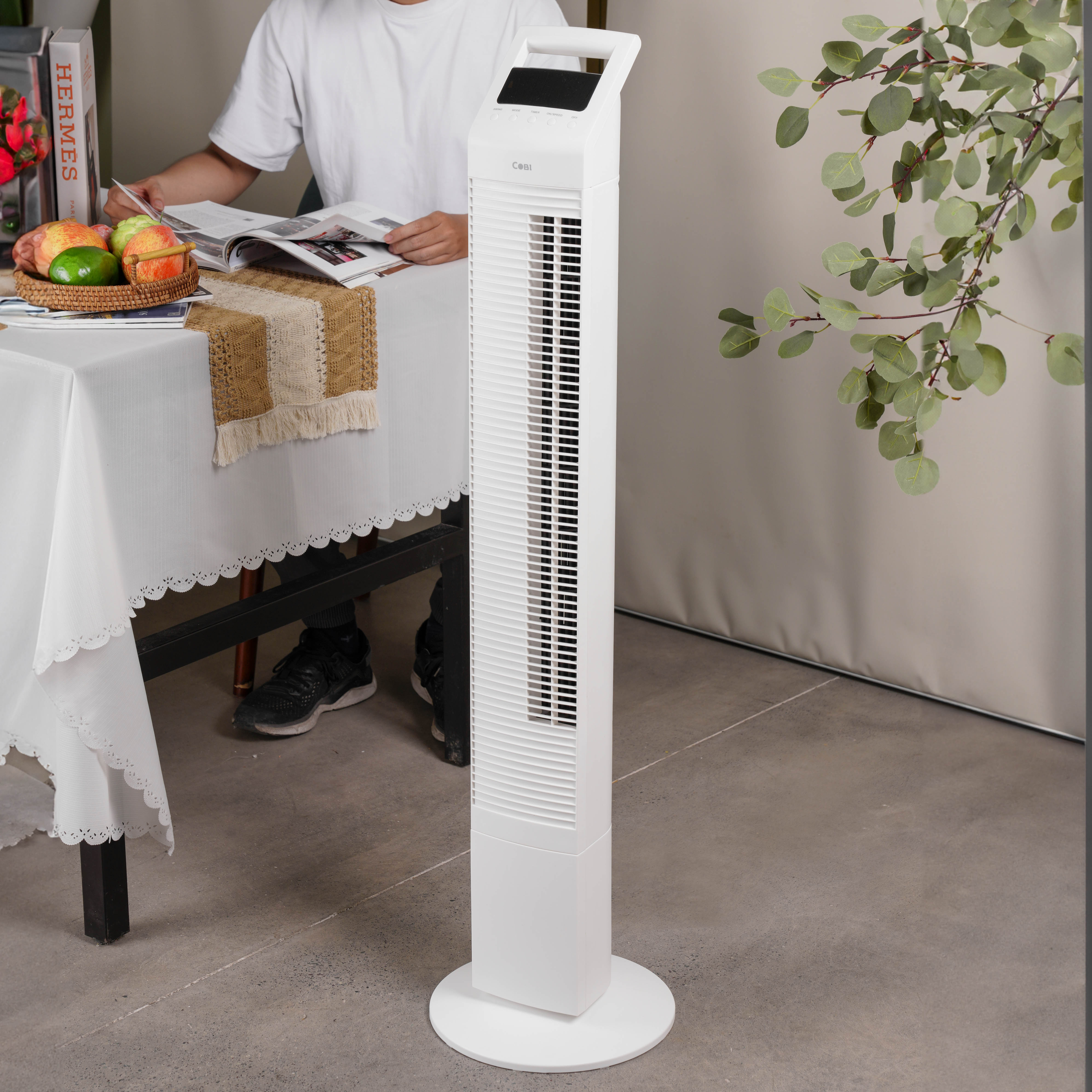 Quạt tháp Anion 44" COBI - Màu trắng, làm mát nhanh, Thiết kế hiện đại, phân bổ gió đều_341733