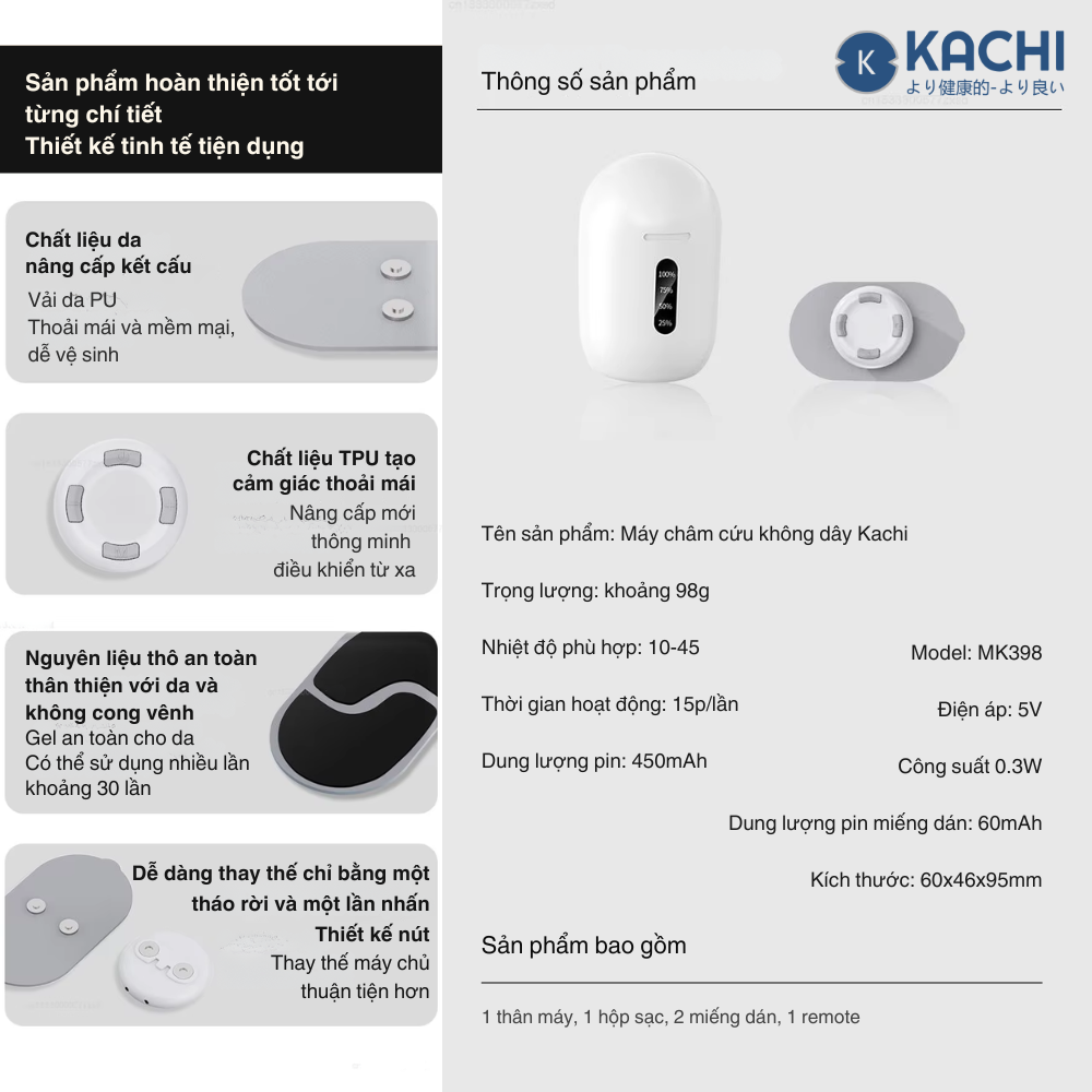 Máy Châm Cứu Xung Điện Không Dây Kachi MK398 – Giải Pháp Thư Giãn & Giảm Đau Hiệu Quả - 9