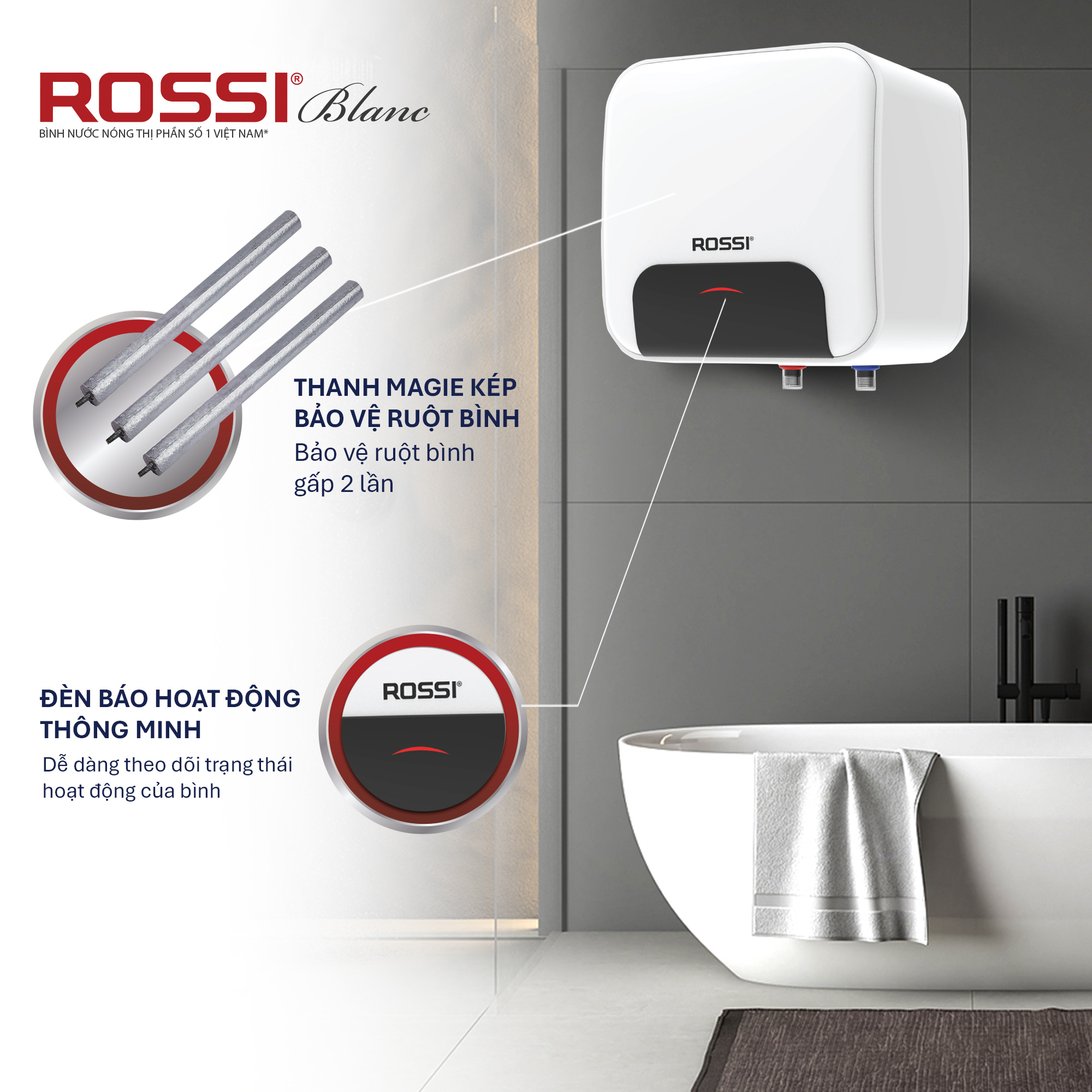 Bình nước nóng ROSSI BLANC RBC 20LSQ