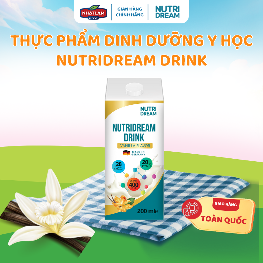 Thực phẩm dinh dưỡng Y học Nutridream - Vị Vanilla Nhập Khẩu Từ Đức - Phân phối chính hãng
