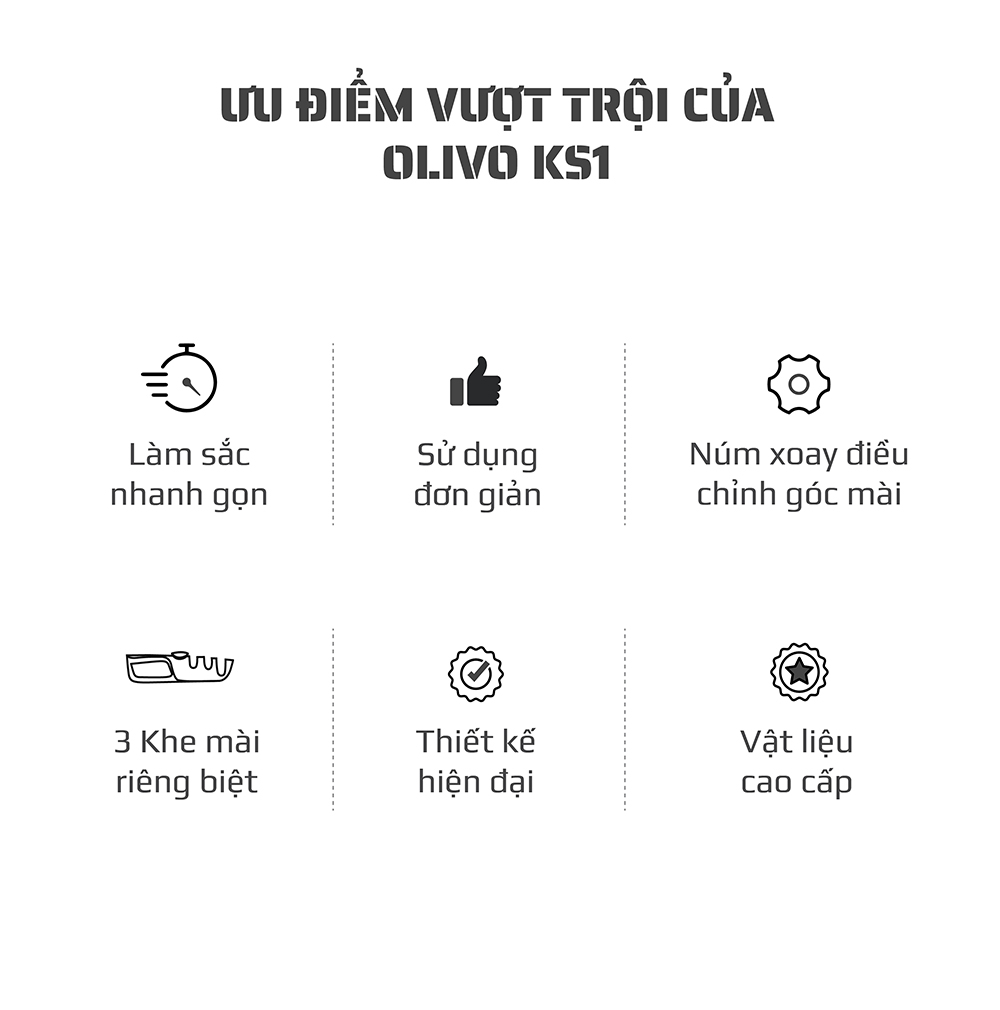Dụng cụ mài dao 3 tầng Olivo KS1
