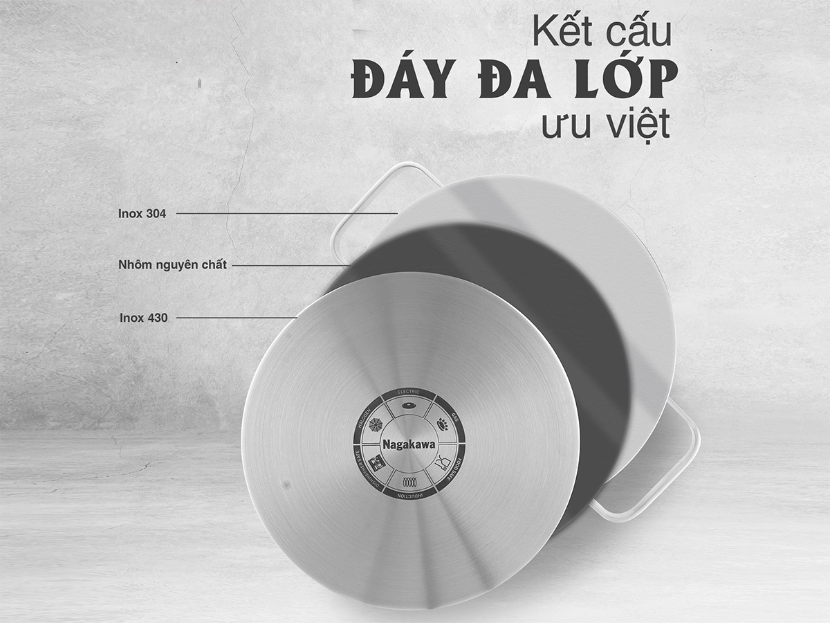 Bộ nồi inox Nagakawa NAG1357 - 4