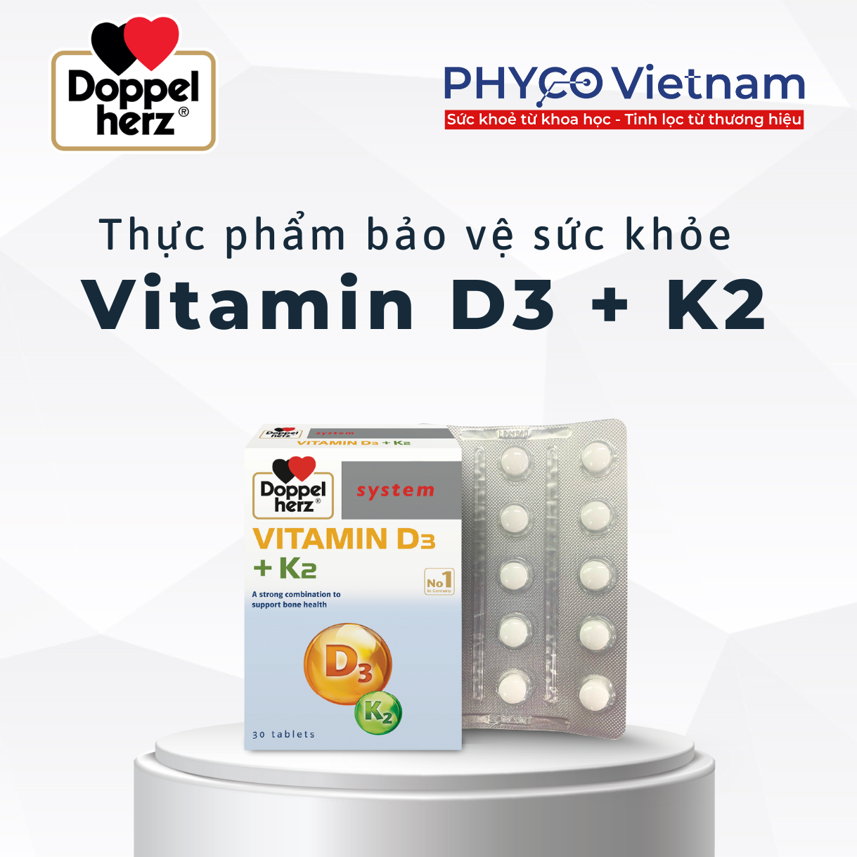 TPBVSK Vitamin D3 + K2 hỗ trợ tăng cường hấp thu canxi, giảm nguy cơ loãng xương - Phân phối chính hãng