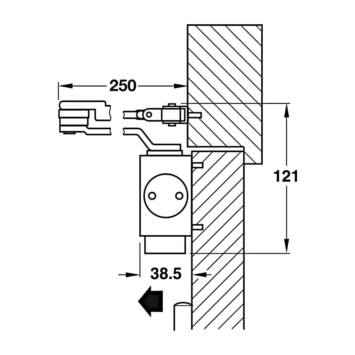 Thiết bị đóng cửa tự động lắp nổi Hafele - DCL51 có chức năng giữ cửa 931.84.669