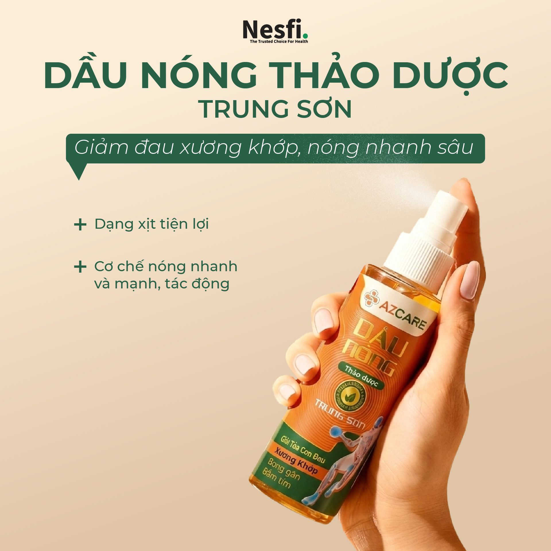Dầu nóng xịt thảo dược Trung Sơn Chai 85ml (Hỗ trợ giảm đau, xương khớp, Bong gân, Bầm tím)