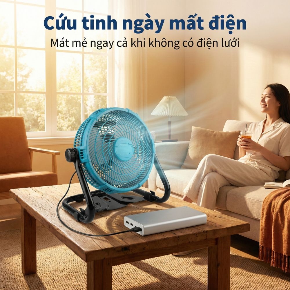 Quạt Để Bàn Tích Điện Kachi MK443 – Gió Turbo Mạnh Mẽ, Xoay 360 Độ, Thiết Kế Di Động Đa Năng - 7
