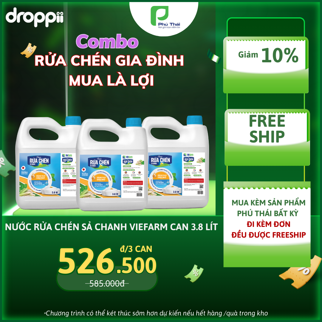 Nước rửa chén sả chanh VIEFARM 3,8 lít