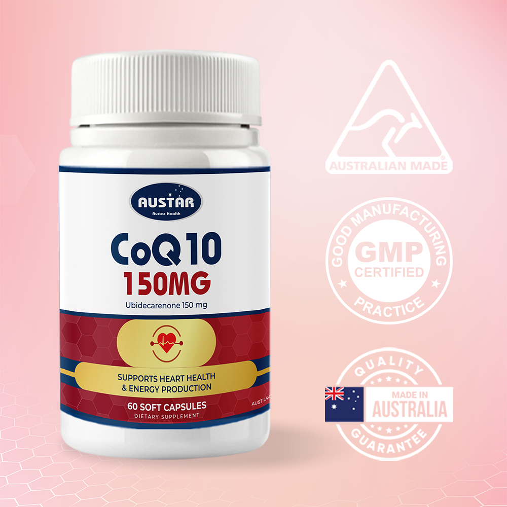 Viên uống Austar CoQ10 150mg - Hỗ Trợ Sức Khỏe Tim Mạch (Hộp 60 viên)