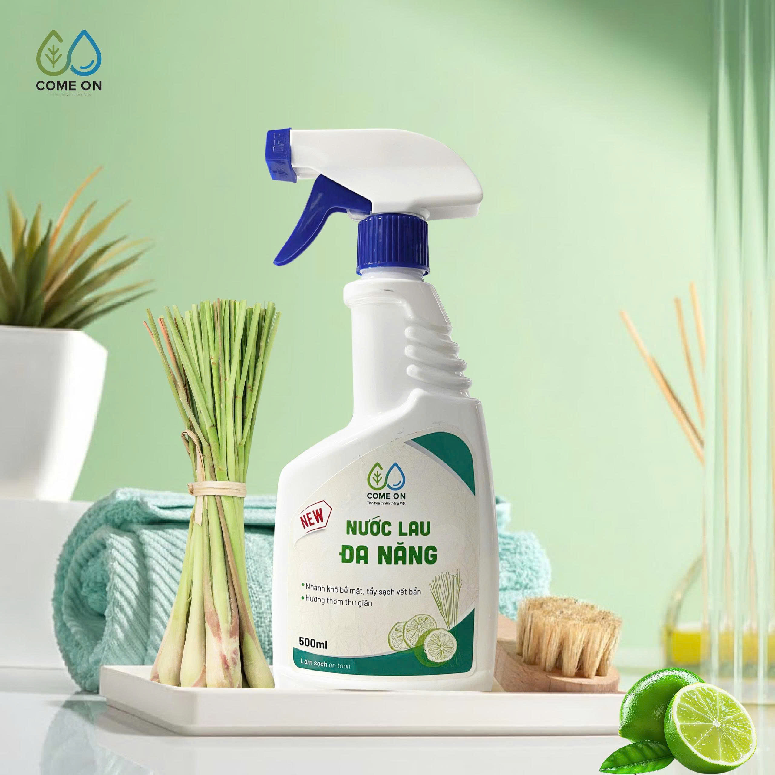 Nước lau đa năng COME ON làm sạch bề mặt, khử mùi, an toàn cho gia đình 500ml