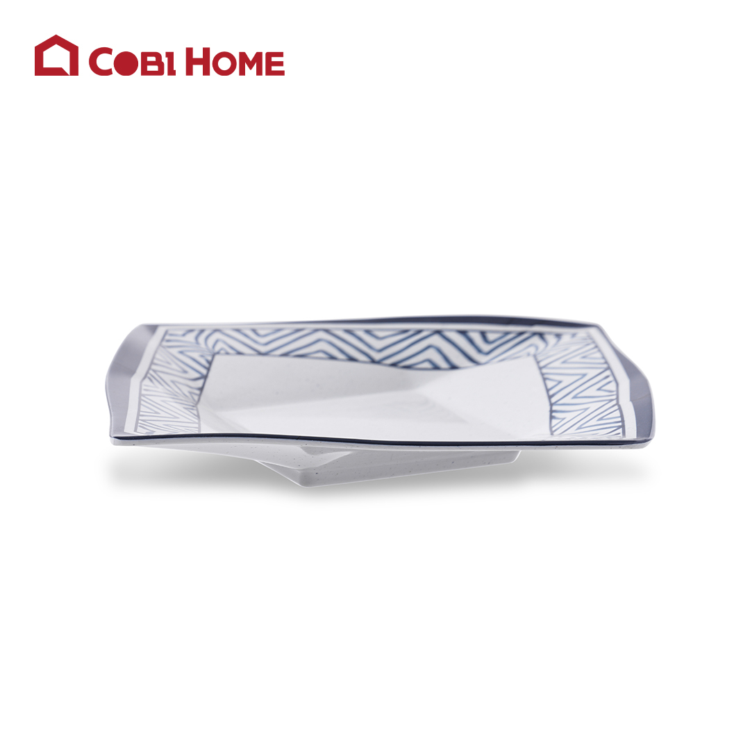 Dĩa Yangge xanh có vân vuông uốn cạnh_378096