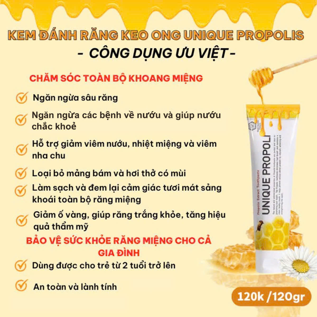 Kem đánh răng keo ong Unique Propolis