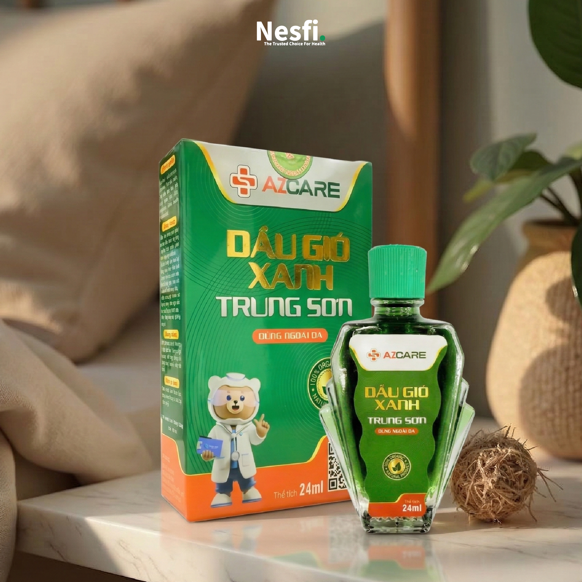 Dầu gió xanh Trung Sơn chai 24ml (Hỗ trợ giảm cảm cúm, nhức đầu, say tàu xe, chóng mặt, ngạt mũi) - Phân phối chính hãng
