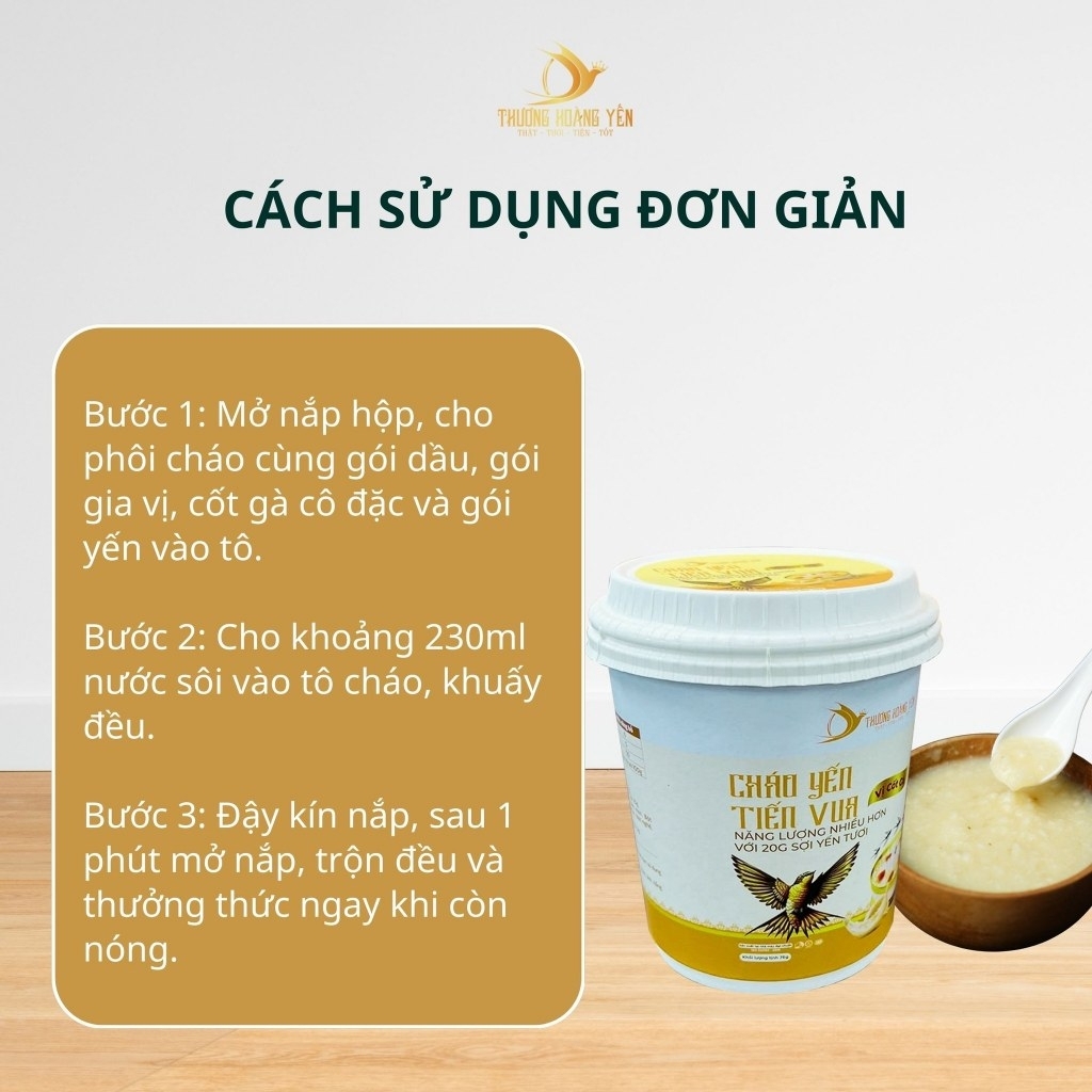 Thùng 24 cốc Cháo Yến tiến vua vị cốt gà THƯỢNG HOÀNG YẾN 20gr