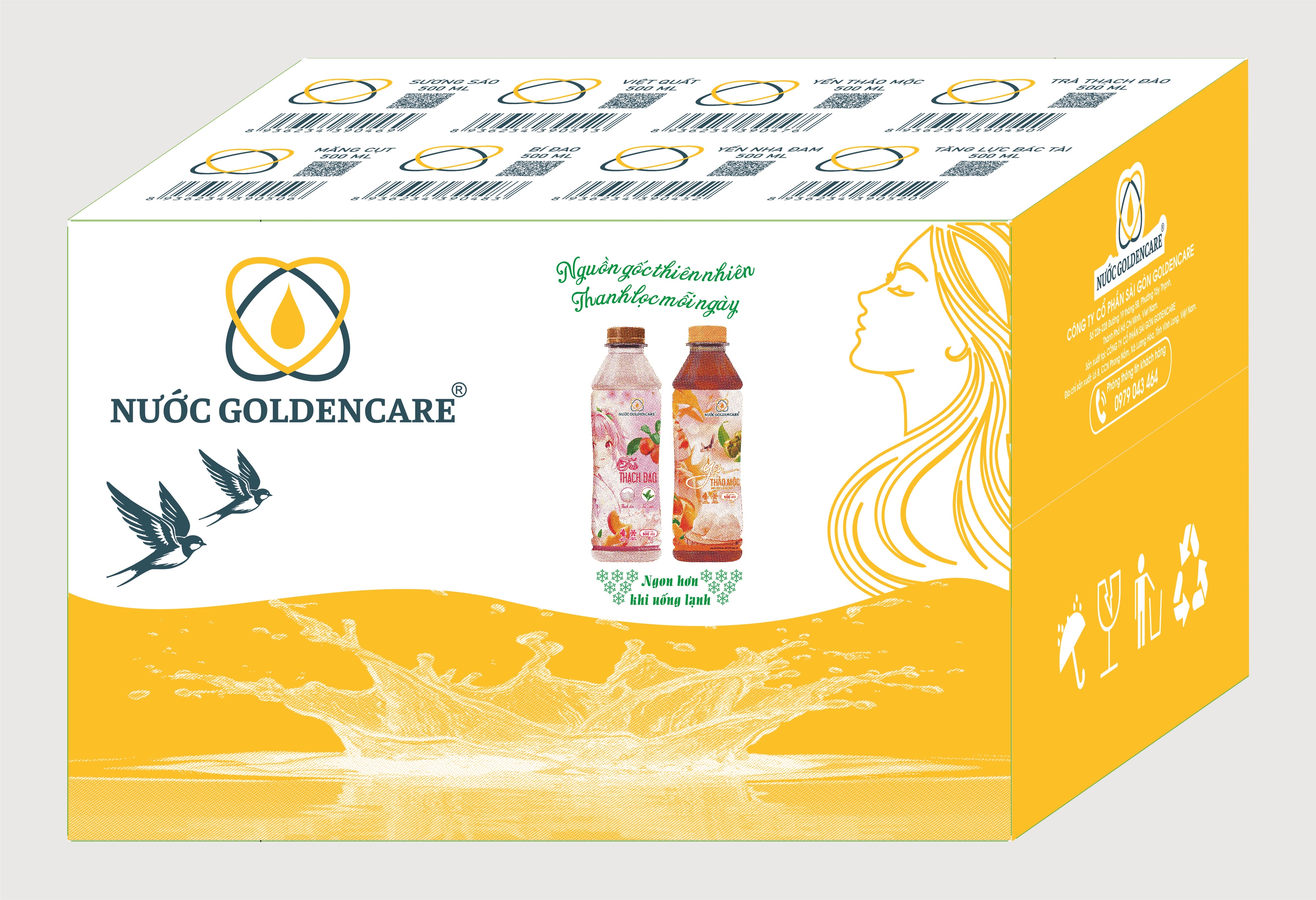 THÙNG 24 CHAI NƯỚC GOLDENCARE - VIỆT QUẤT 500ml