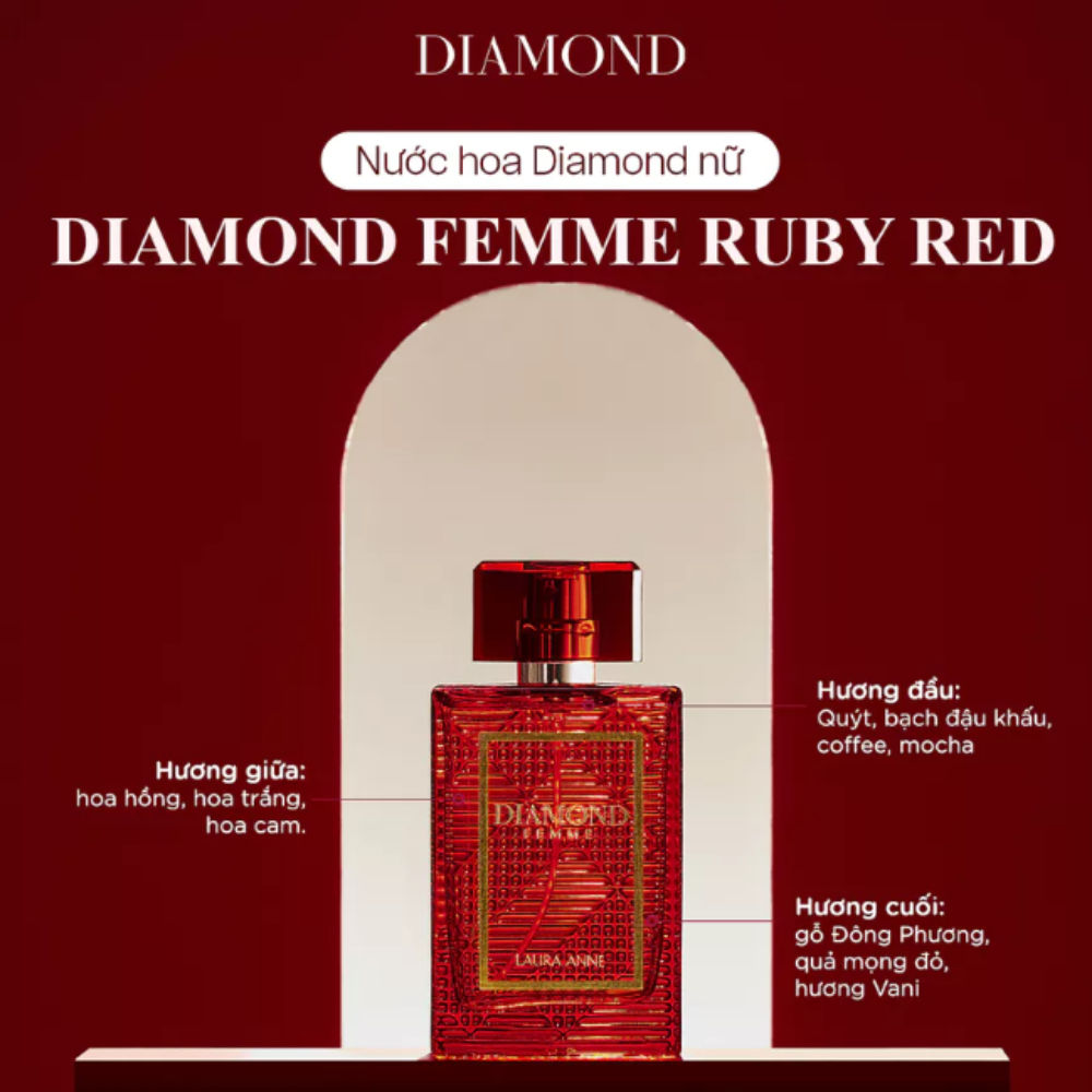 Nước Hoa Laura Anne - Diamond Femme 45ml (Ruby Red) - Phân phối chính hãng