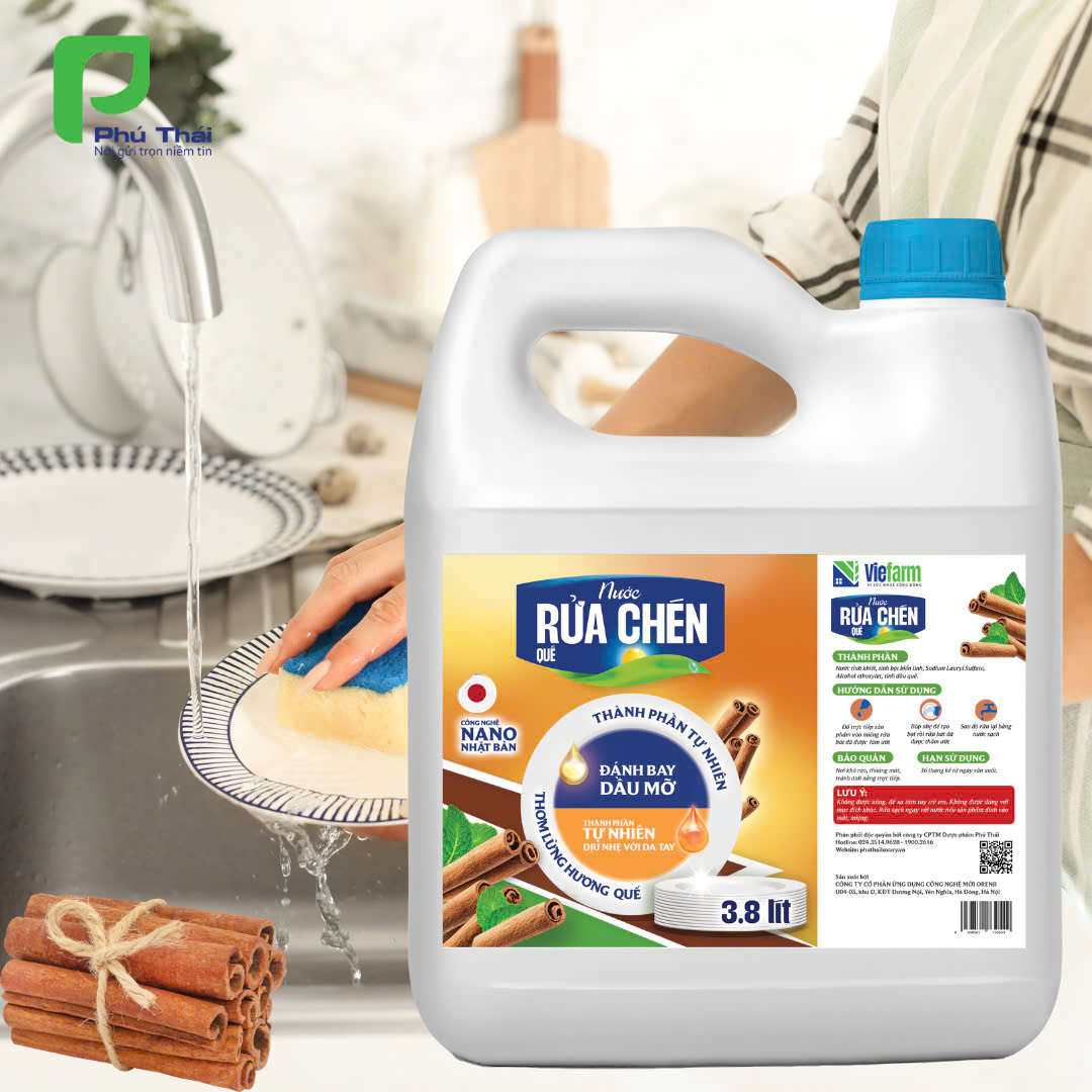 Nước rửa chén quế VIEFARM 3,8 lít - 3