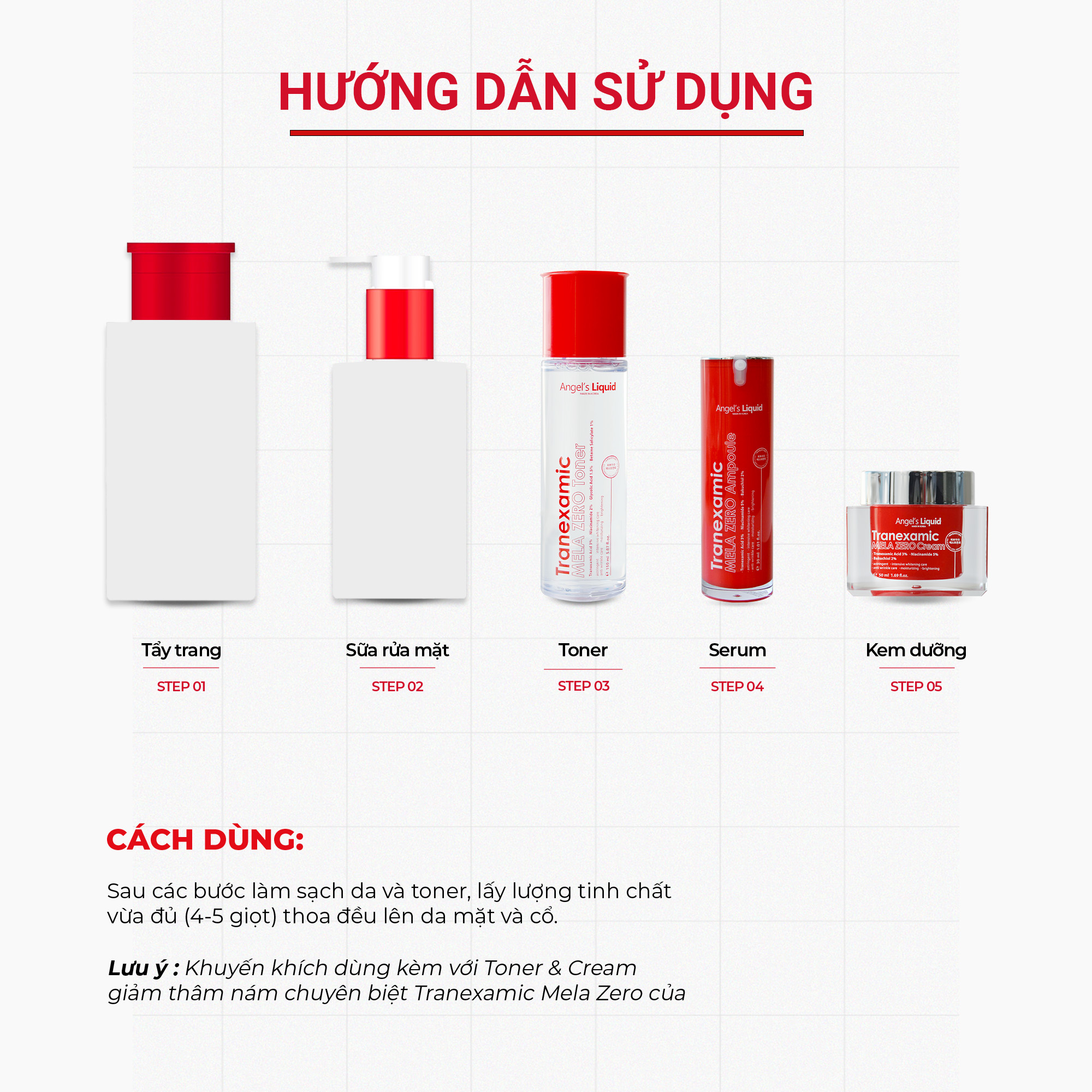 Serum ANGEL'S LIQUID TRANEXAMIC MELA ZERO AMPOULE hỗ trợ giảm thâm nám chuyên biệt (chai 30ml)