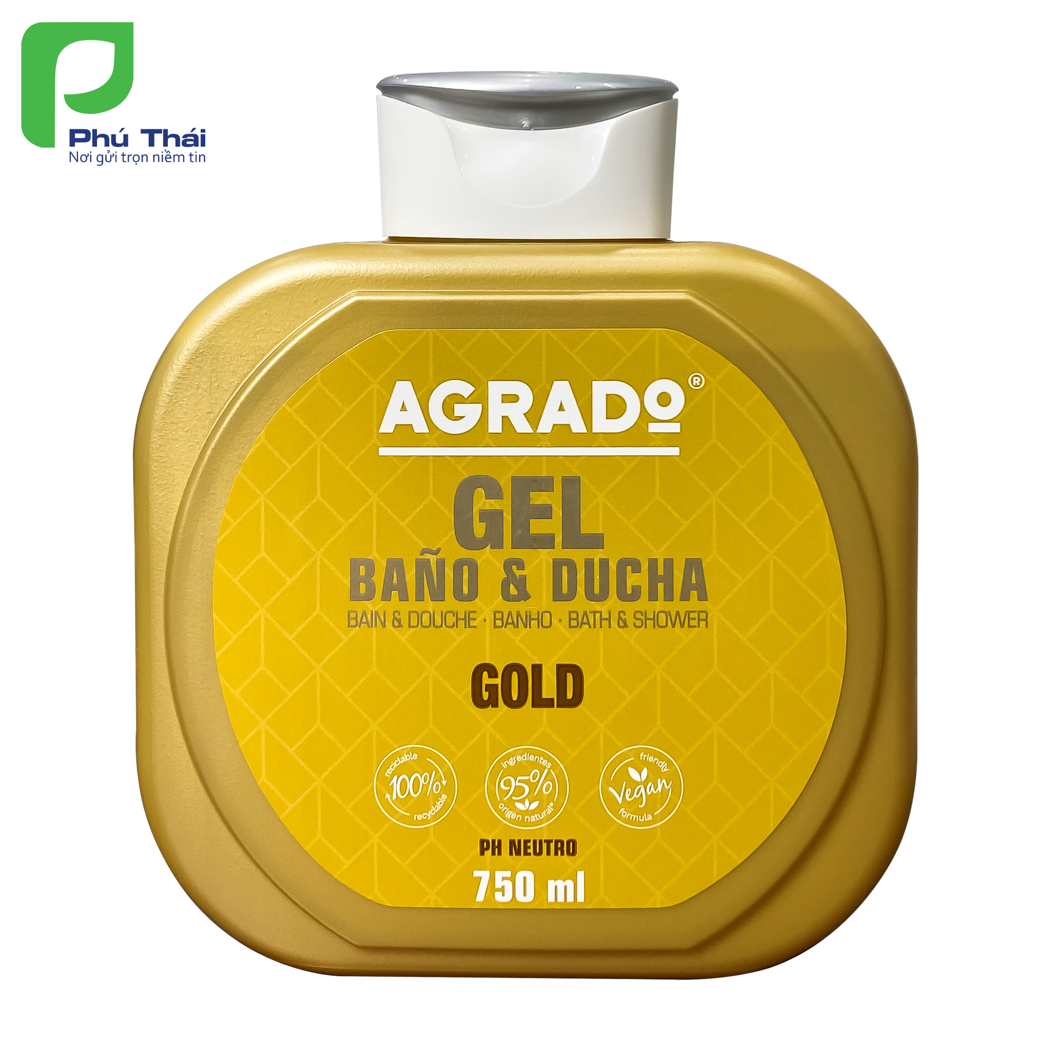 Sữa tắm Agrado Gold (Chai 750ml) - hương thơm nước hoa nồng nàn & tinh tế