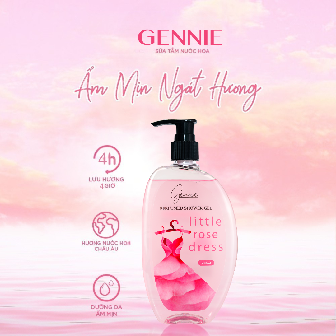 Sữa Tắm Nước Hoa Nữ Dưỡng Da GENNIE LITTLE ROSE DRESS 450ml - 2
