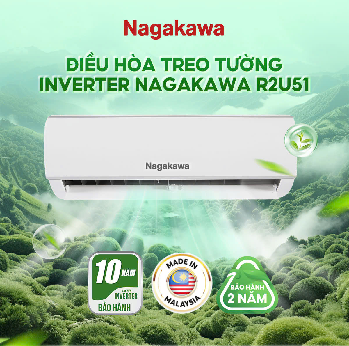 Máy lạnh Nagakawa Inverter 1 chiều 1.5 HP NIS-C12R2T28 12000BTU
