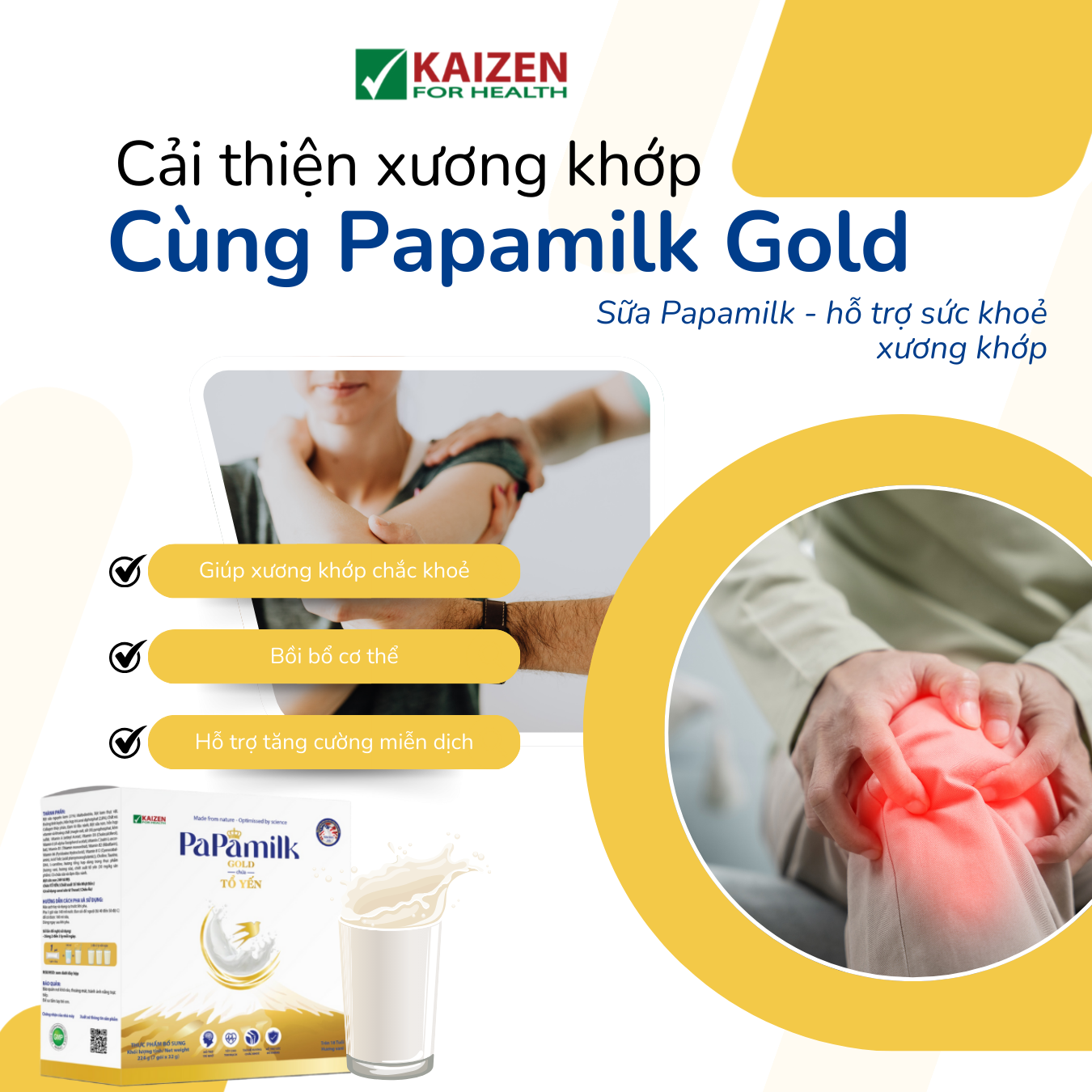 Sữa non tổ yến Papamilk Gold hỗ trợ xương khớp (24gói x 32g)