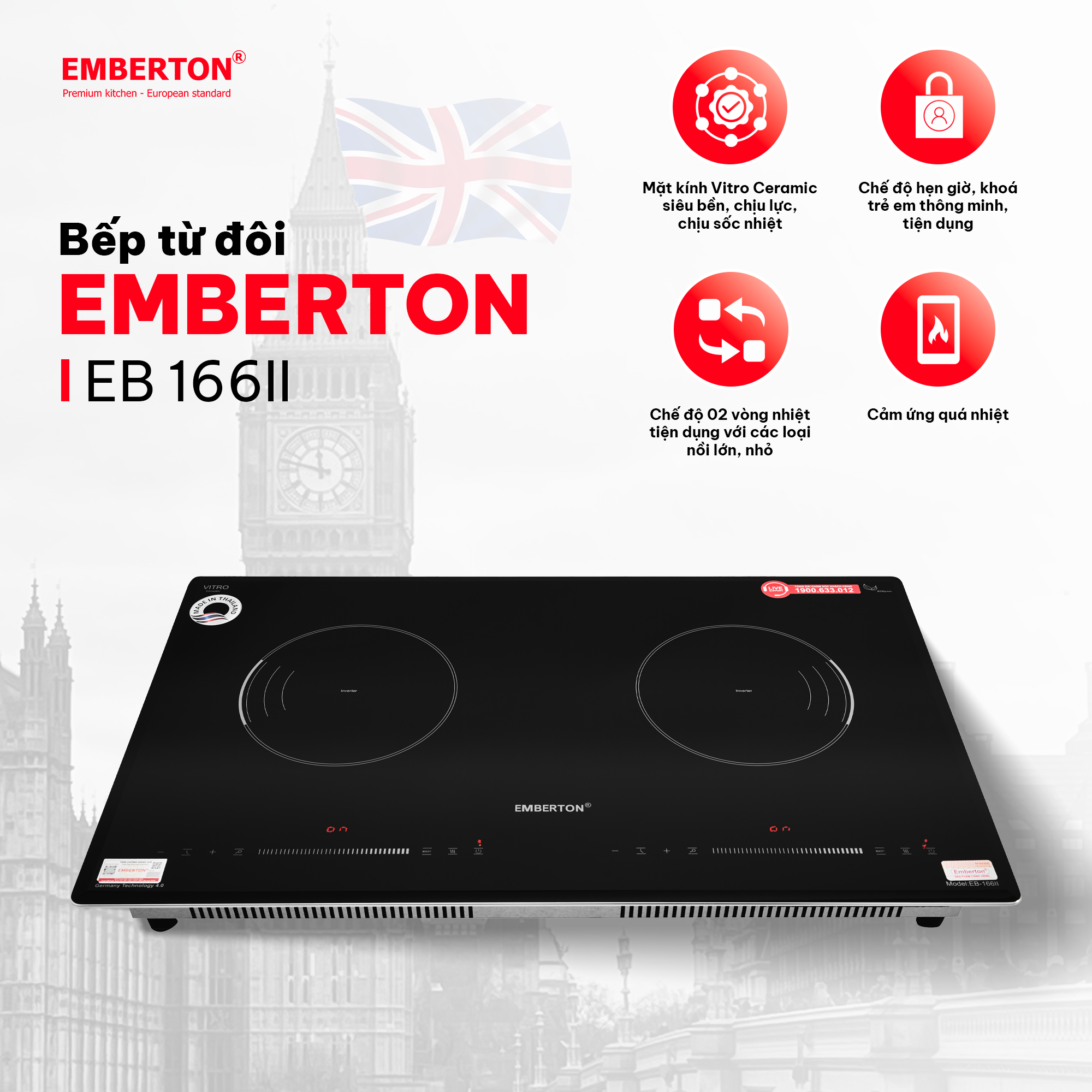 Bếp điện từ 2 vùng nấu EMBERTON EB 166II