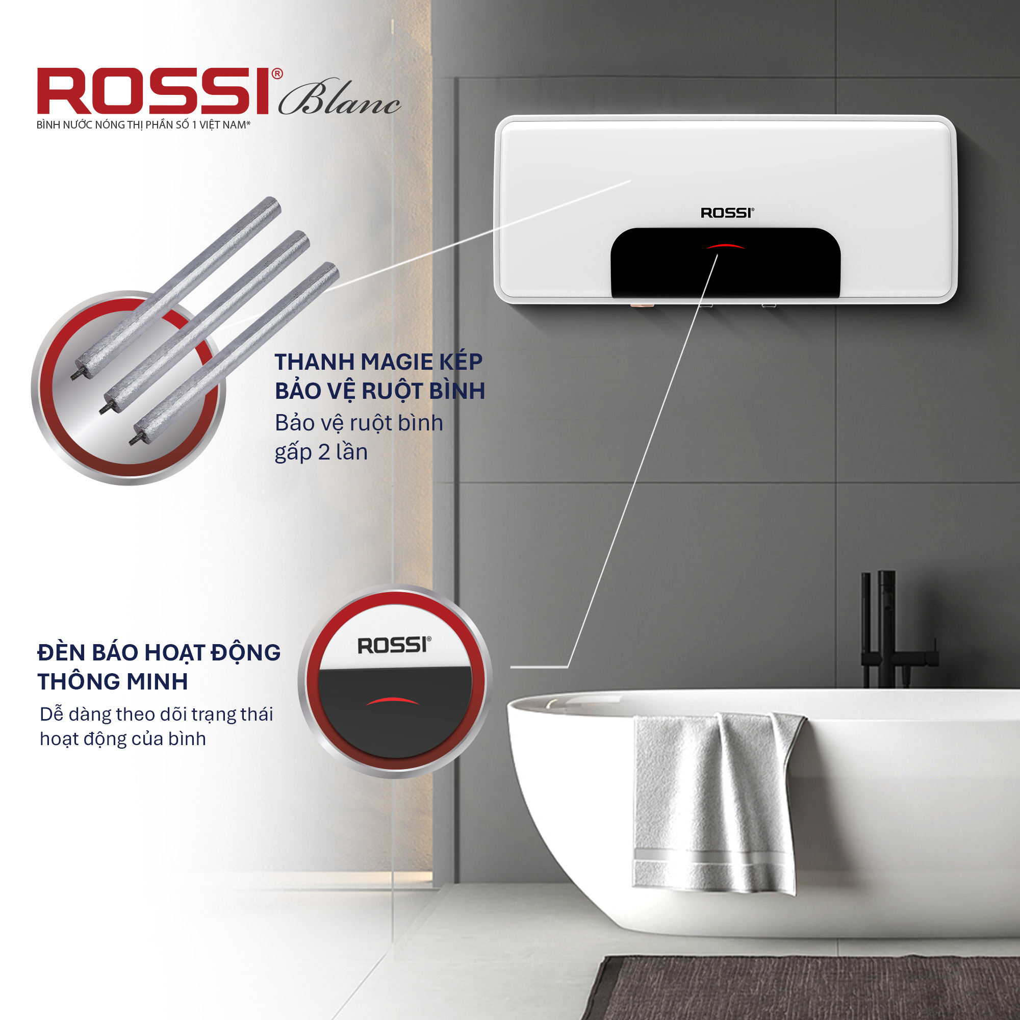Bình nước nóng ROSSI BLANC RBC 30LSL
