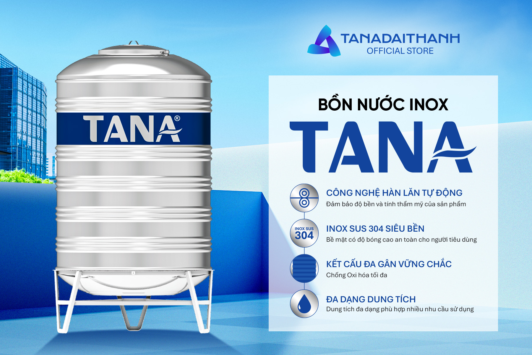 Bồn inox Tân Á đứng 4500l ĐK 1340 (Phân phối từ khu vực Bình Định trở ra phía Bắc) - 8
