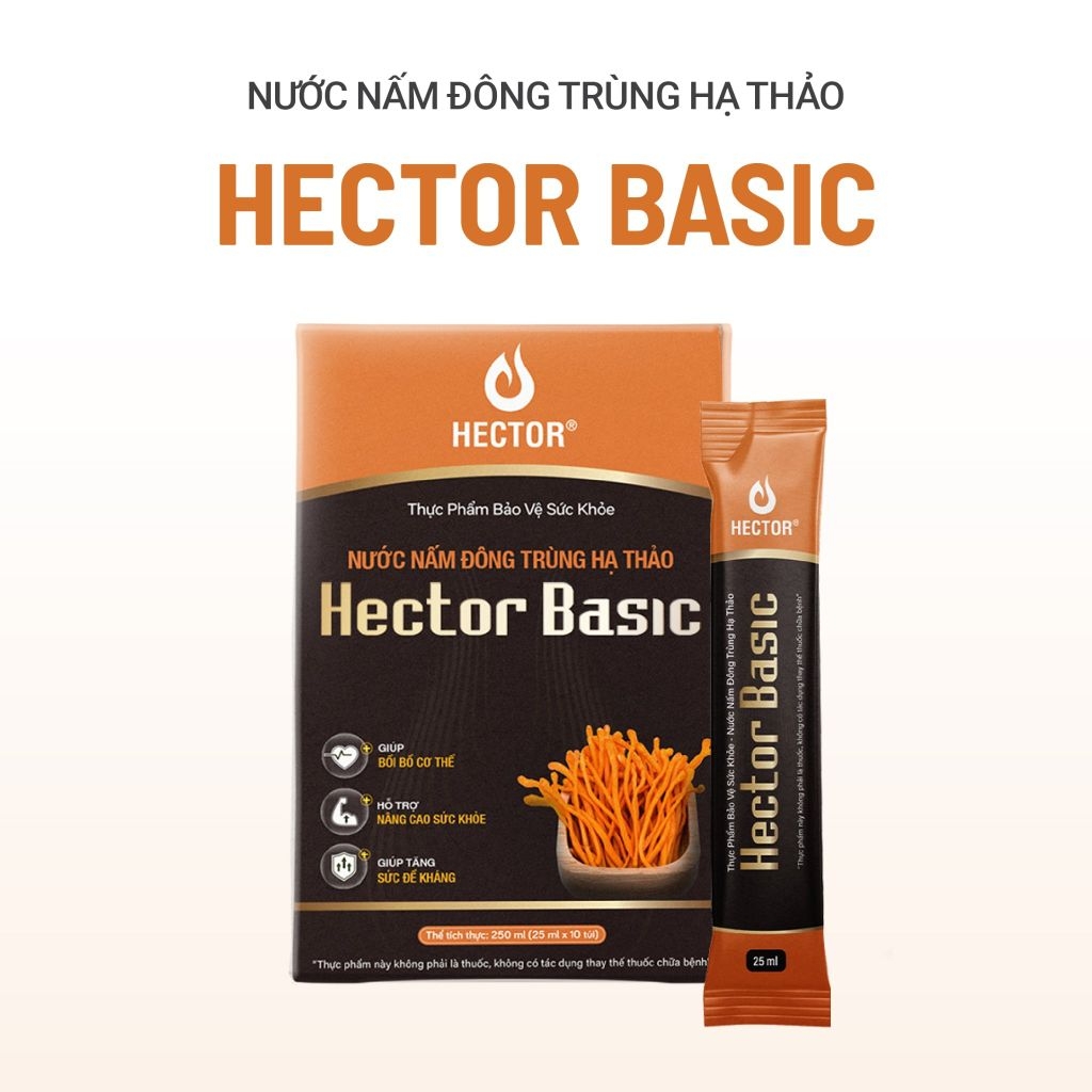 Thực phẩm bảo vệ sức khỏe Nước nấm đông trùng hạ thảo Hector Basic (10 túi) - Phân phối chính hãng