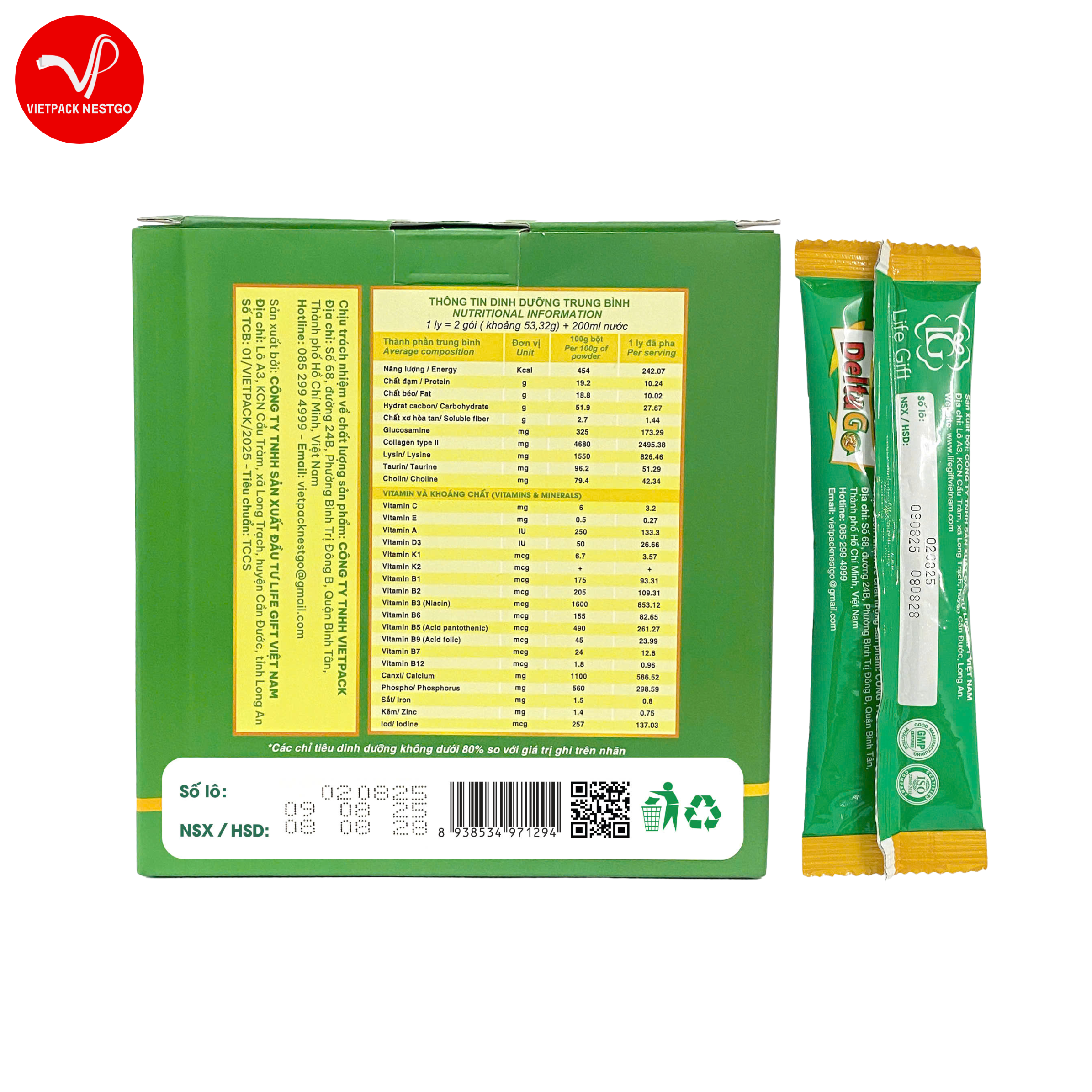 Sữa hạt Delta Go dinh dưỡng lành mạnh, hỗ trợ xương khớp, tăng cường sức khỏe (hộp 30gói)