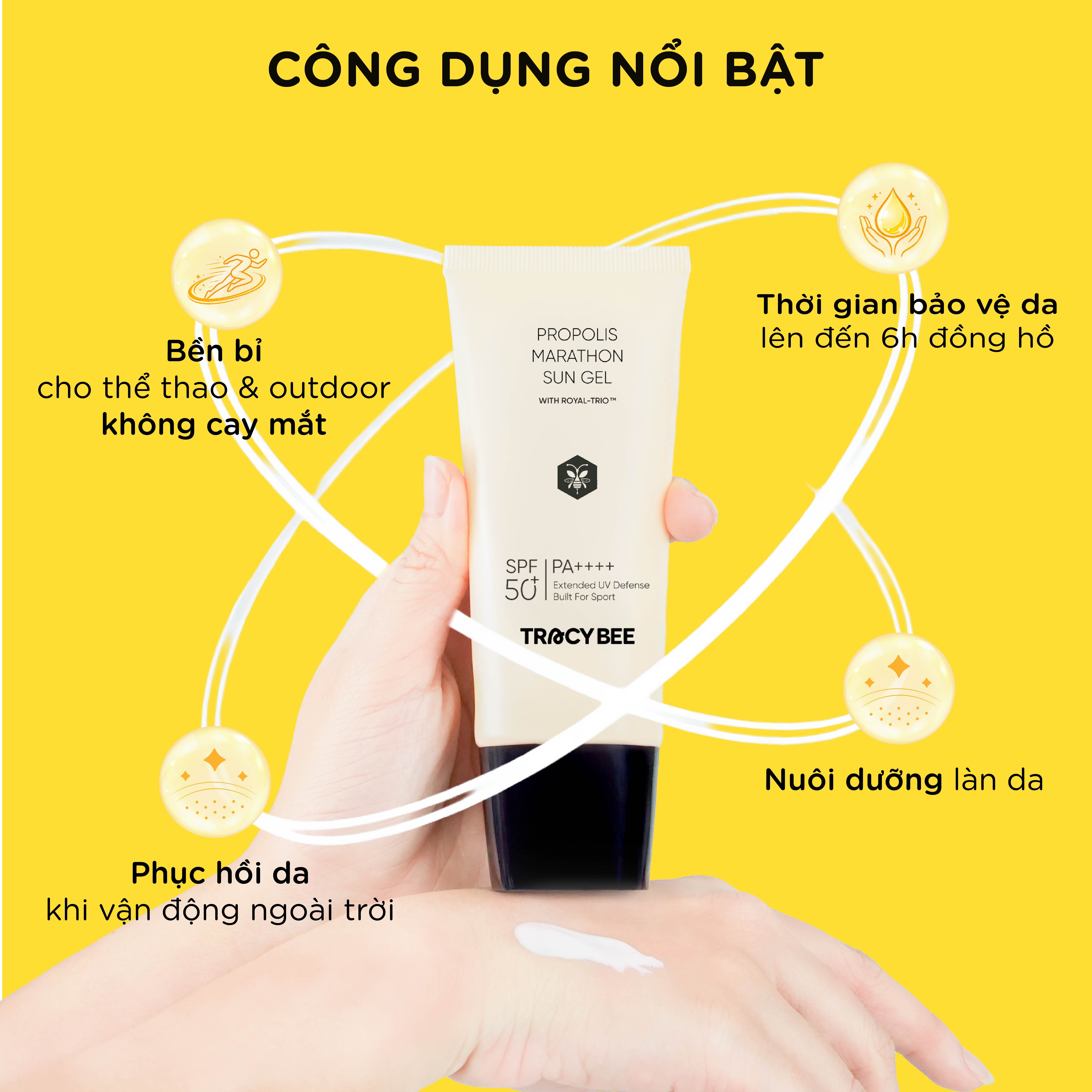 Kem chống nắng Tracybee Propolis Marathon bền bỉ ngoài trời cho mọi loại da SPF50+ PA++++(50ml)