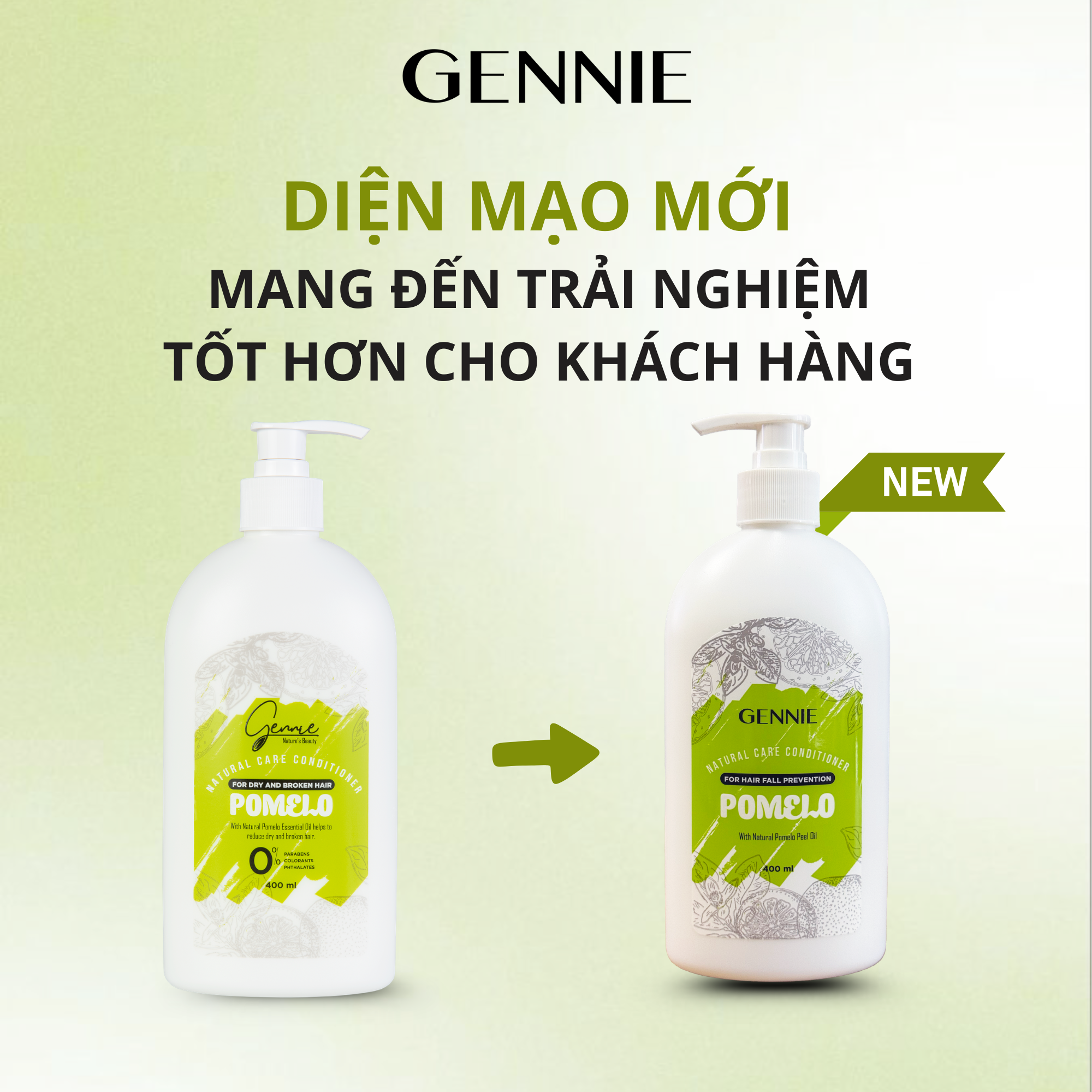 Dầu xã Gennie Natural Care tinh dầu Bưởi dành cho tóc khô và dễ gãy 400ml