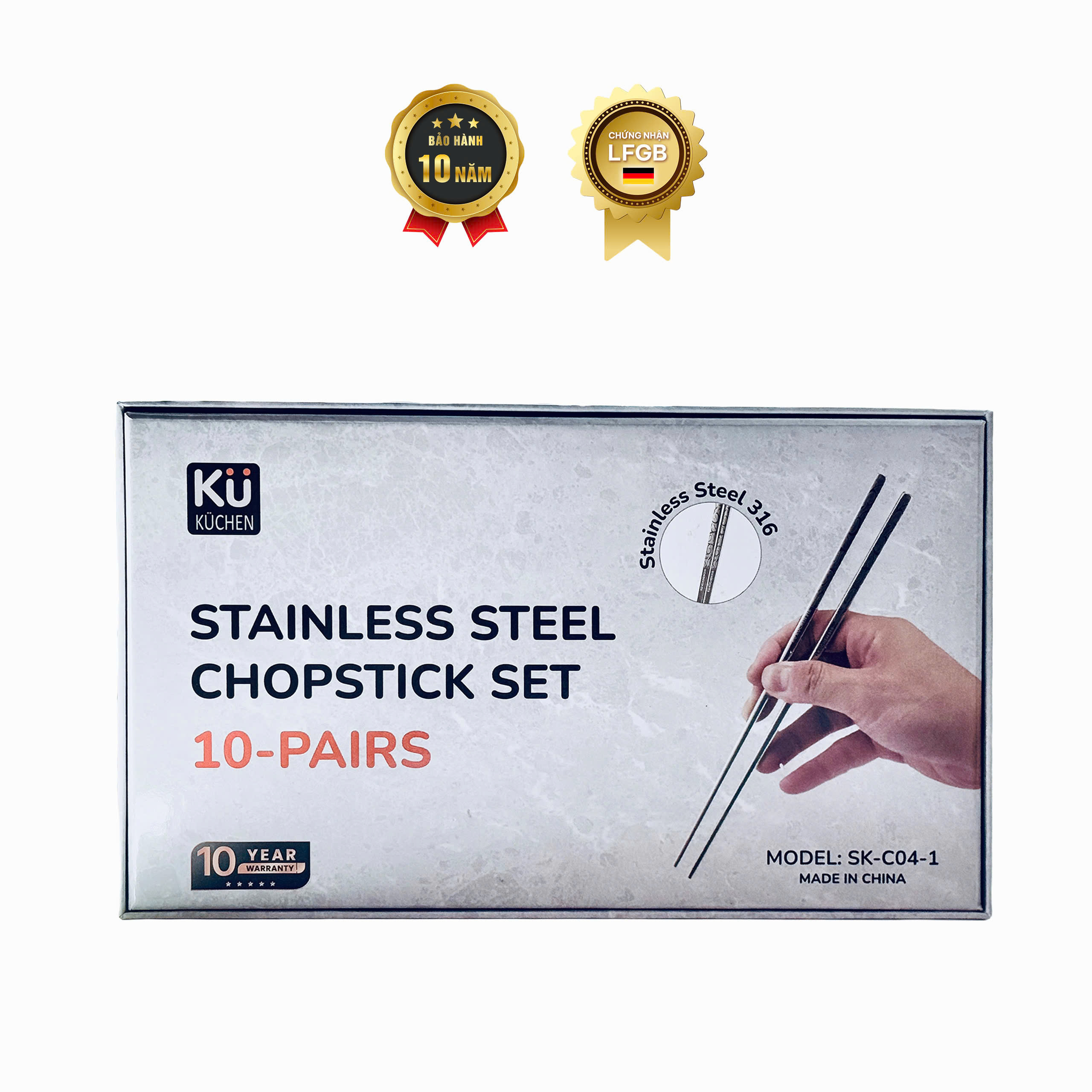 Bộ 10 đôi đũa inox 316 Molybdenum KU SKC041 - Phân phối chính hãng