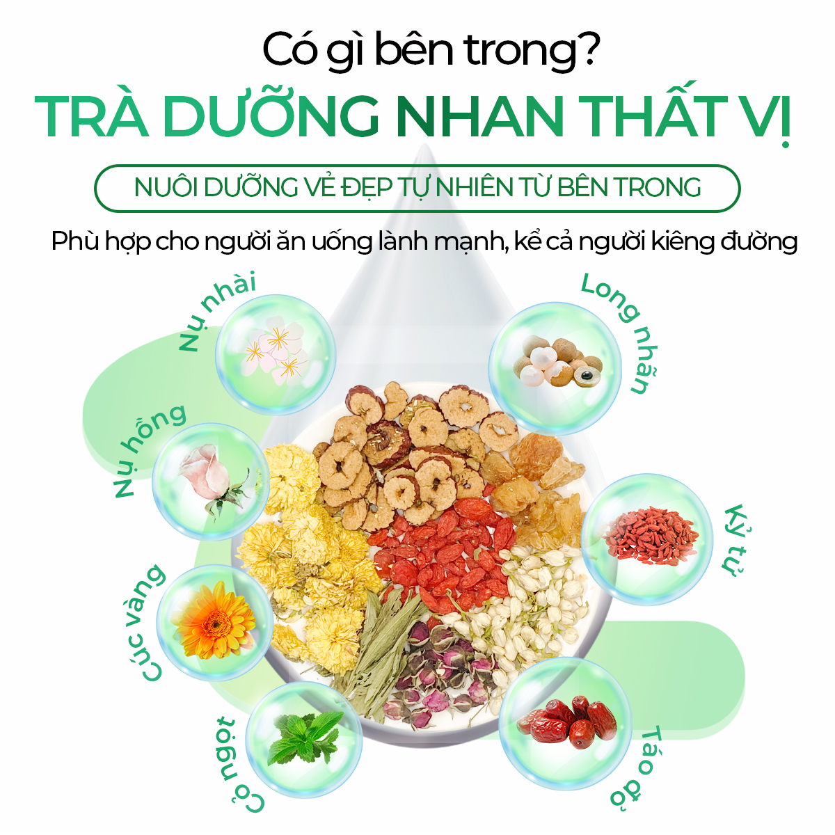 Trà Dưỡng Nhan 7 Vị Long Nhãn Sunbeleaf - Hương Vị Dịu Ngọt, Mang Lại Cảm Giác Thư Thái, Tươi Mới Mỗi Ngày - Túi Zip 20 Gói