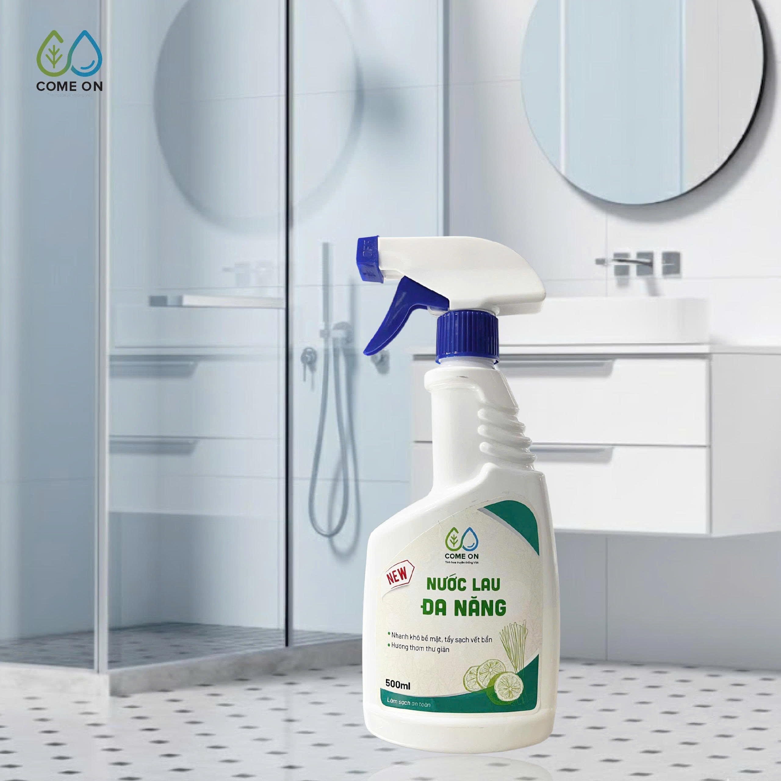 Nước lau đa năng COME ON làm sạch bề mặt, khử mùi, an toàn cho gia đình 500ml