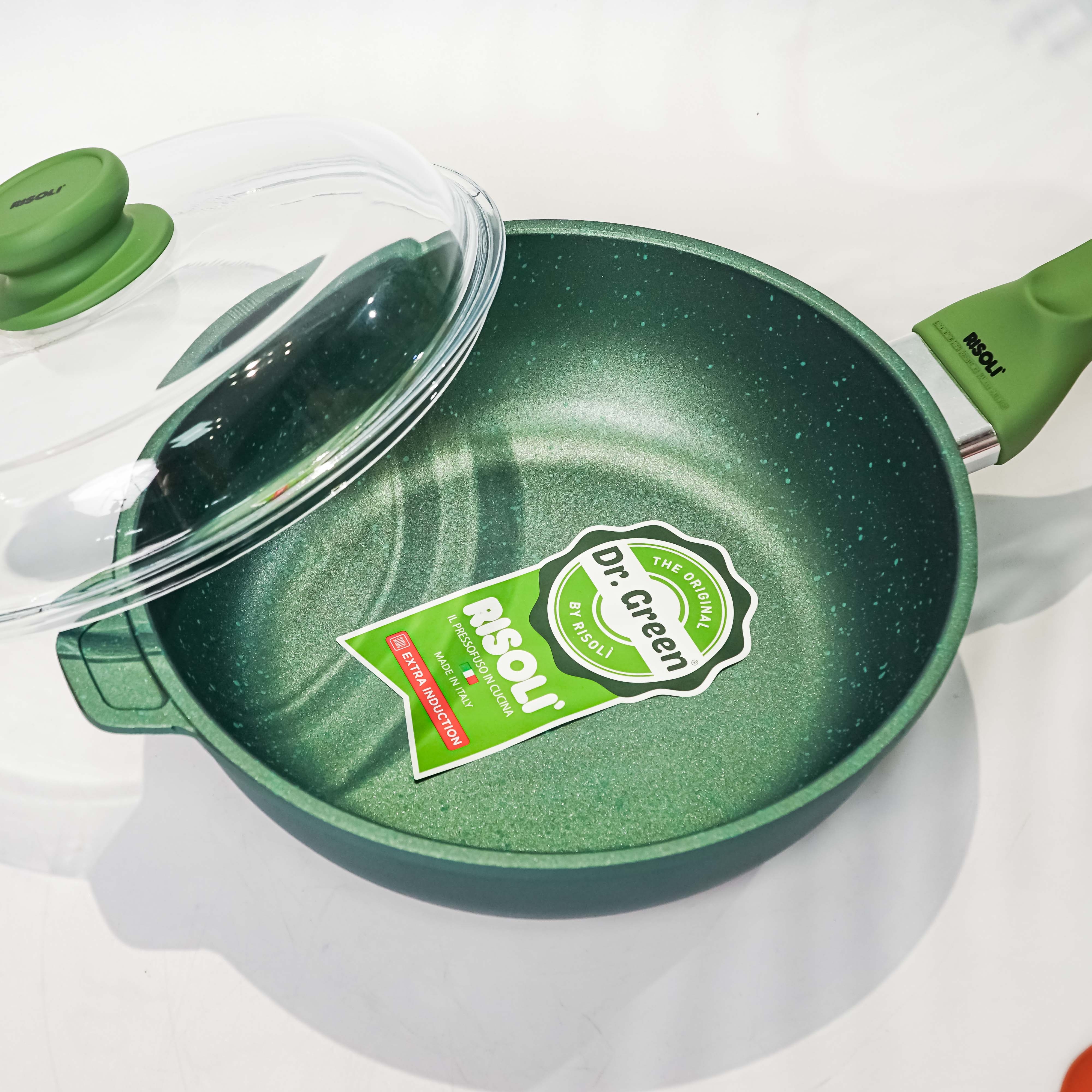 CHẢO CAO CẤP RISOLI CÓ NẮP ĐÁY TỪ DR.GREEN - Model: Risoli-00105DRIN/28