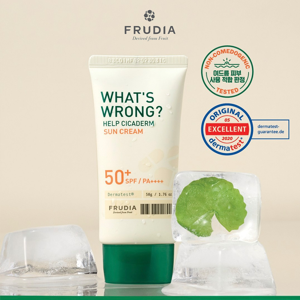 Kem chống nắng thuần chay chiết xuất Rau Má Frudia what's wrong help Cicaderm sun cream SPF50+/PA++++50g-duoc-ban-tai-Siêu Thị Ánh Nguyệt