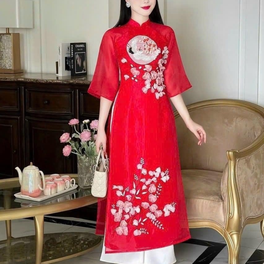 Set Áo dài Voan thêu Ý Nhiên-duoc-ban-tai-Siêu Thị Ánh Nguyệt