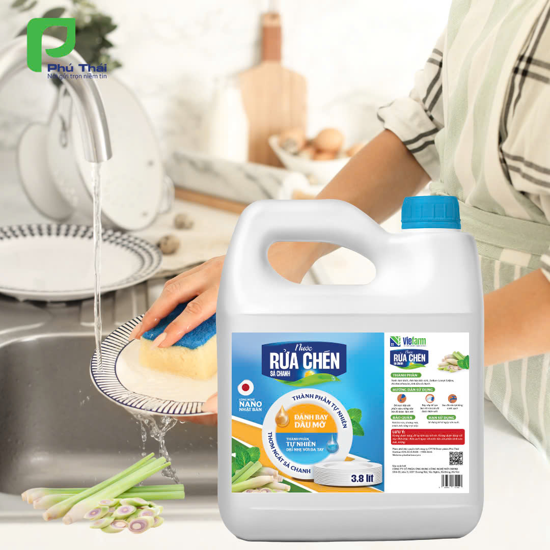 Nước rửa chén sả chanh VIEFARM 3,8 lít