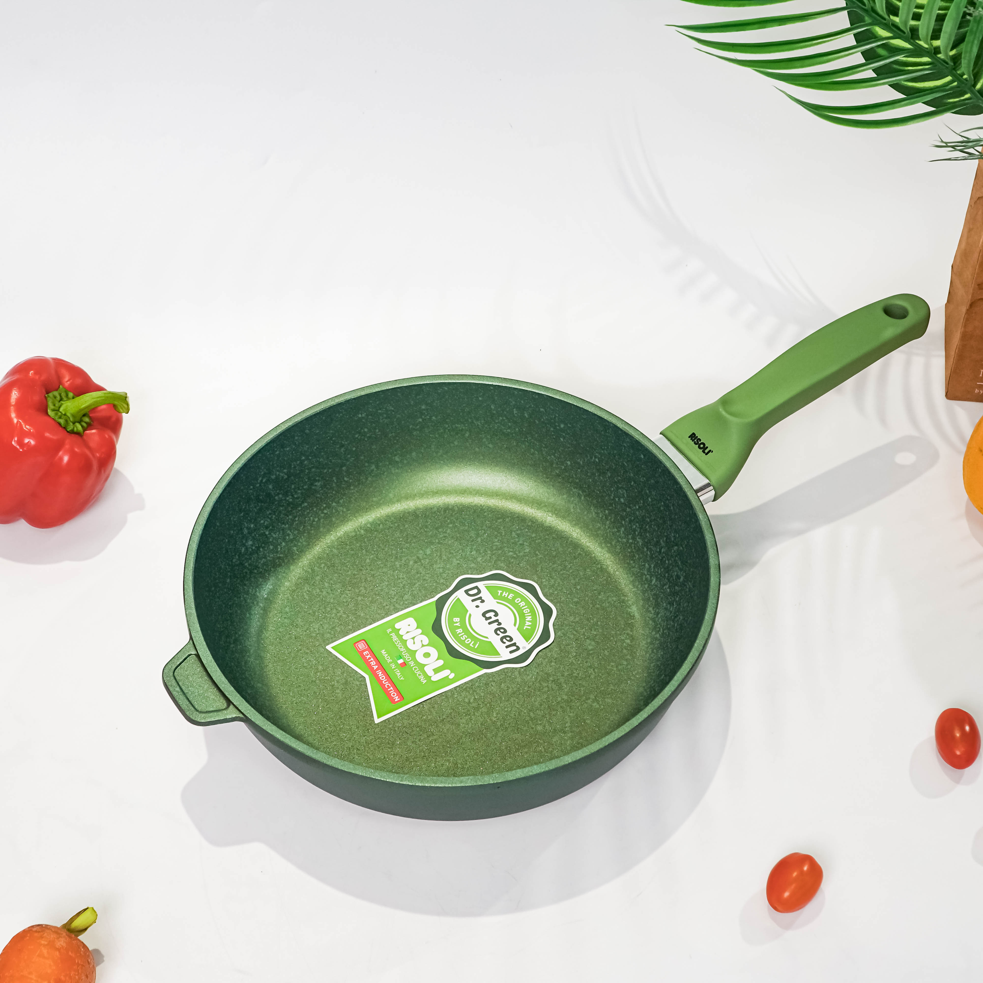 CHẢO CAO CẤP RISOLI CÓ NẮP ĐÁY TỪ DR.GREEN - Model: Risoli-00105DRIN/28