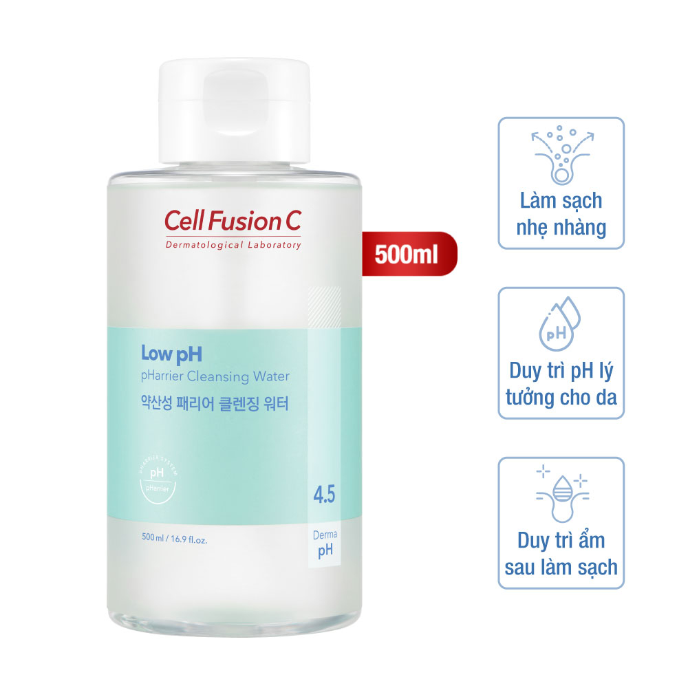 Nước Tẩy Trang Rửa Mặt Cấp Ẩm Cân Bằng độ pH Trên Da Cell Fusion C Low pH Pharrier Cleansing Water
