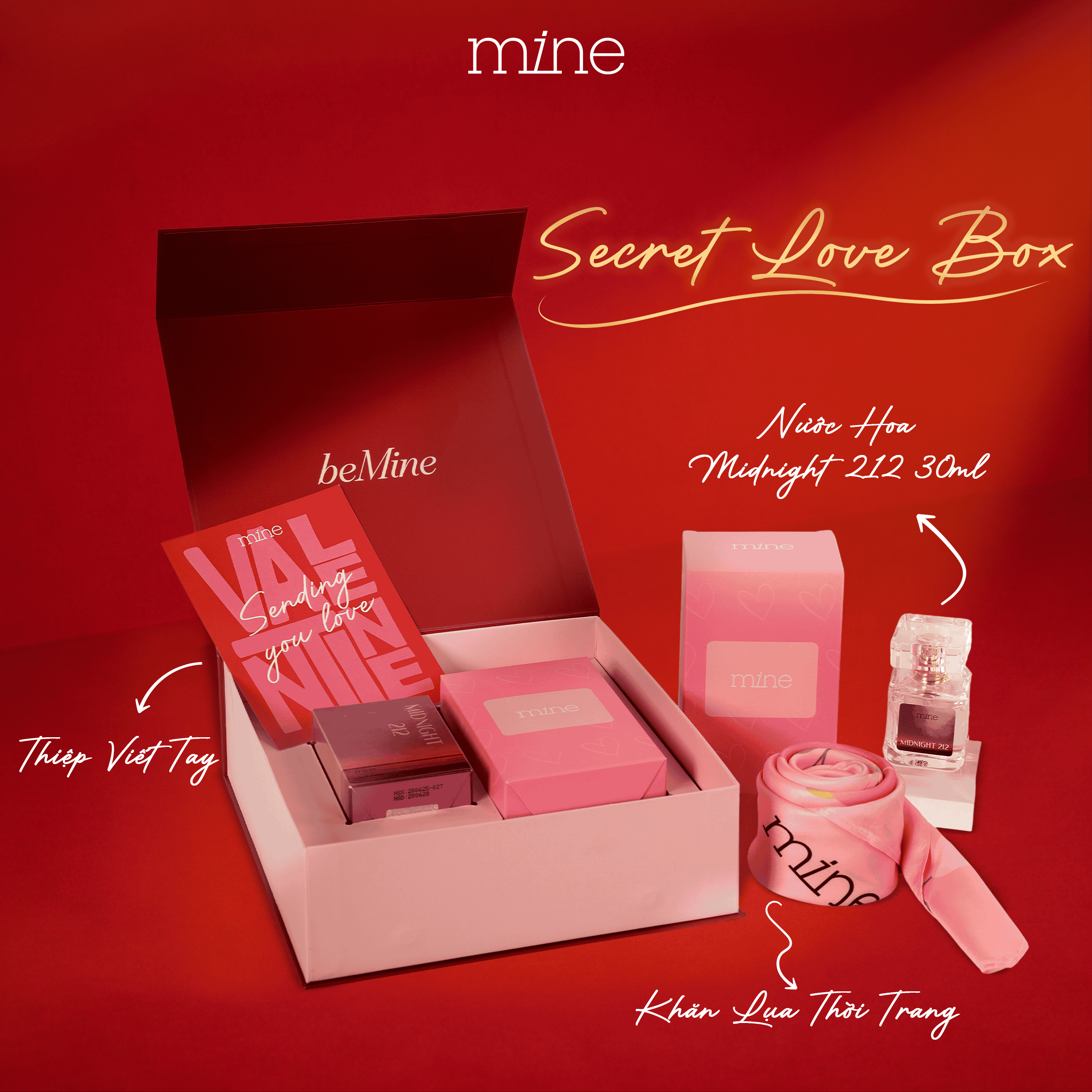 Hộp quà tặng Mine Nước hoa Midnight 30ml & Khăn lụa - Phân phối chính hãng