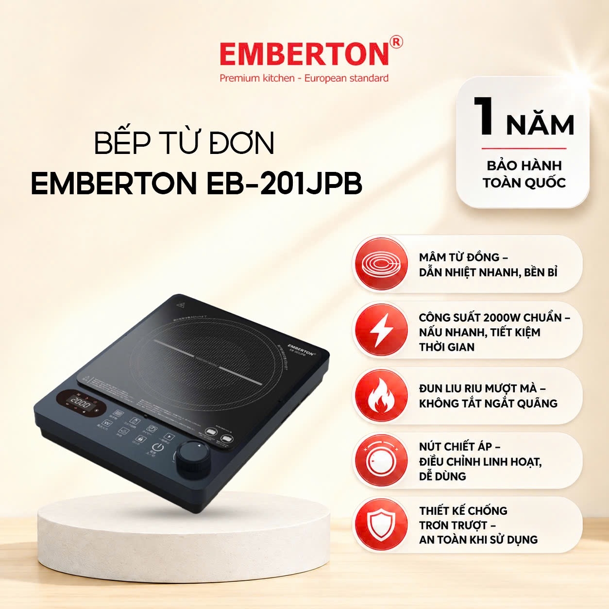 Bếp điện từ đơn Emberton EB 201JPB