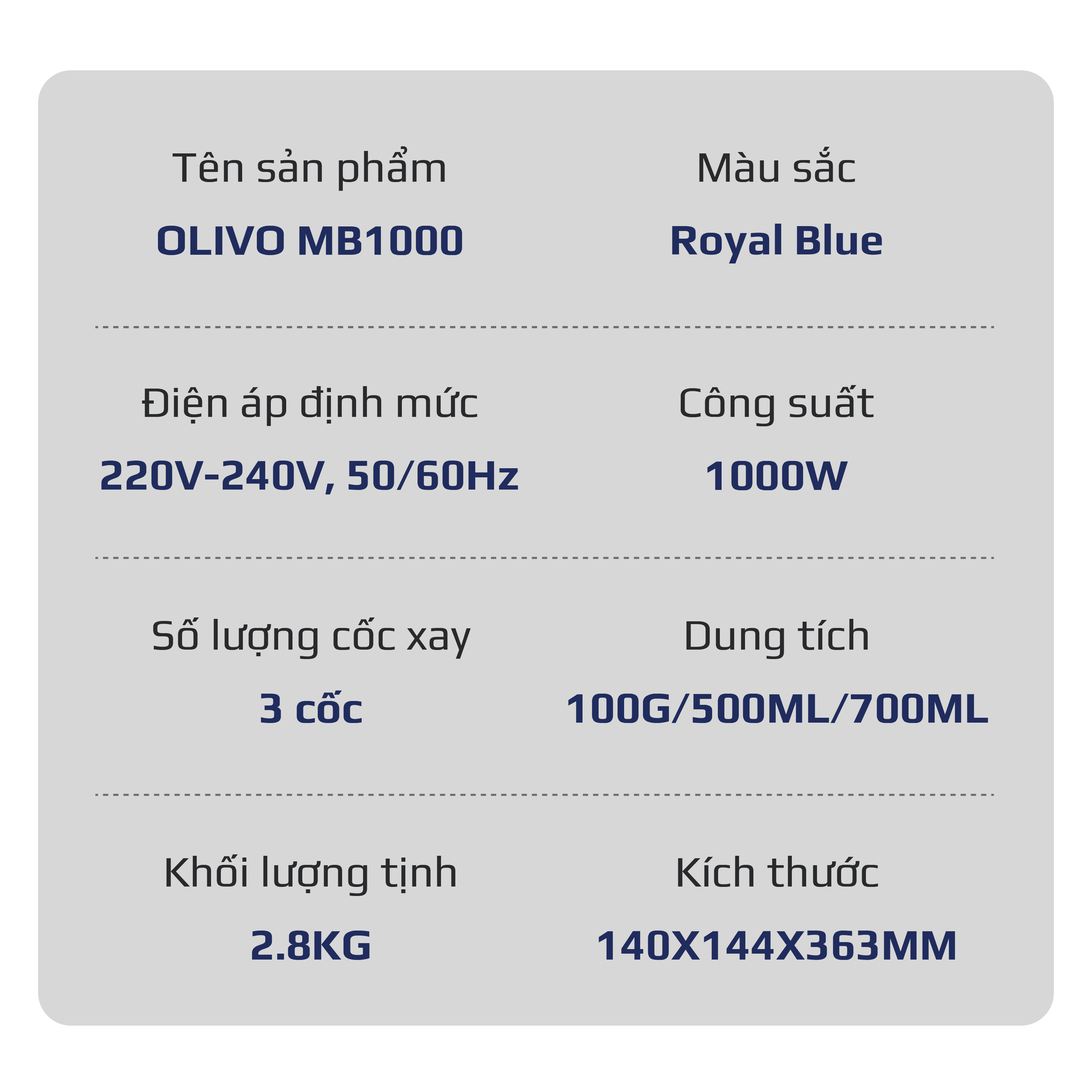 Máy xay sinh tố Olivo MB1000