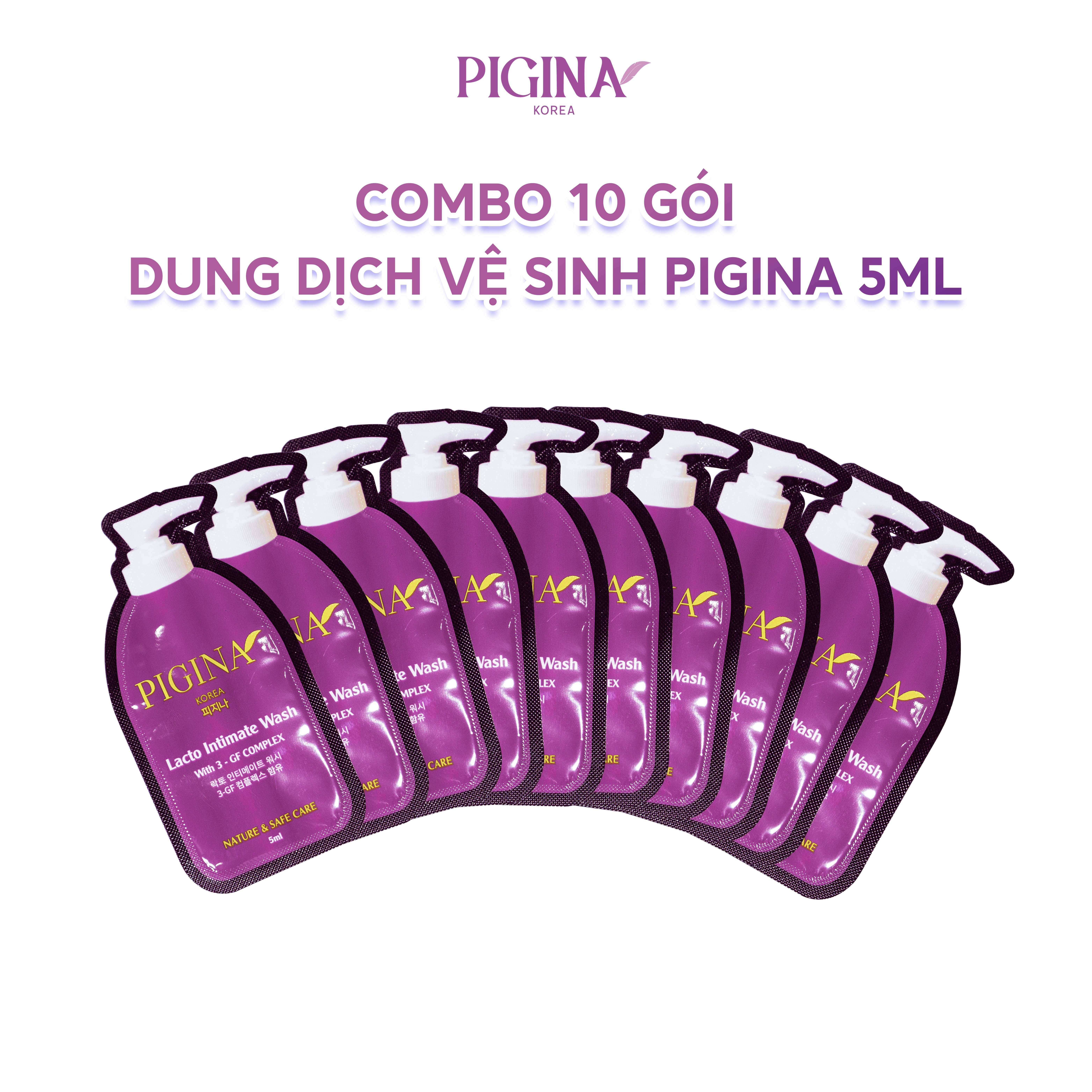 Combo 10 Gói gel Dung dịch vệ sinh Pigina 5ml - Pigina Lacto Intimate Wash - Phân phối chính hãng