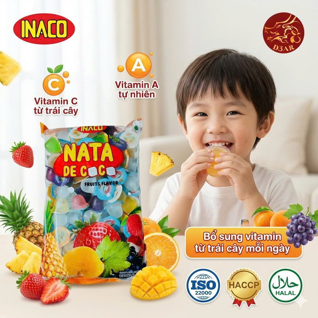 Túi 1,5 ký Thạch hương trái cây Nata de Coco - INACO Mini Jelly