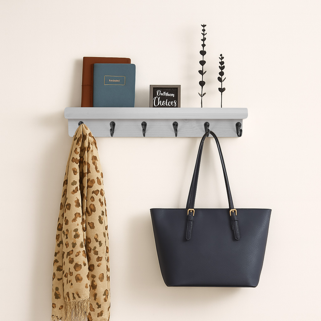 Kệ Treo Tường Nhỏ Dotto 600x90 – Màu Trắng Vân Gỗ – MDF Rattan_391395